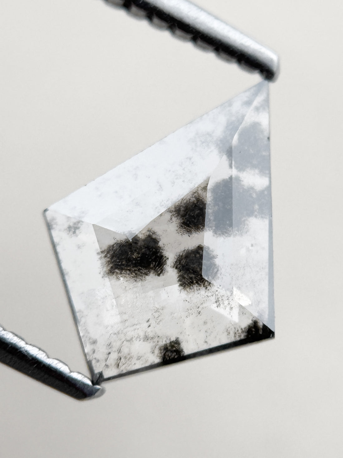 1.07 Ct Kite Rose Cut Grey Natural Salt and Pepper Diamond