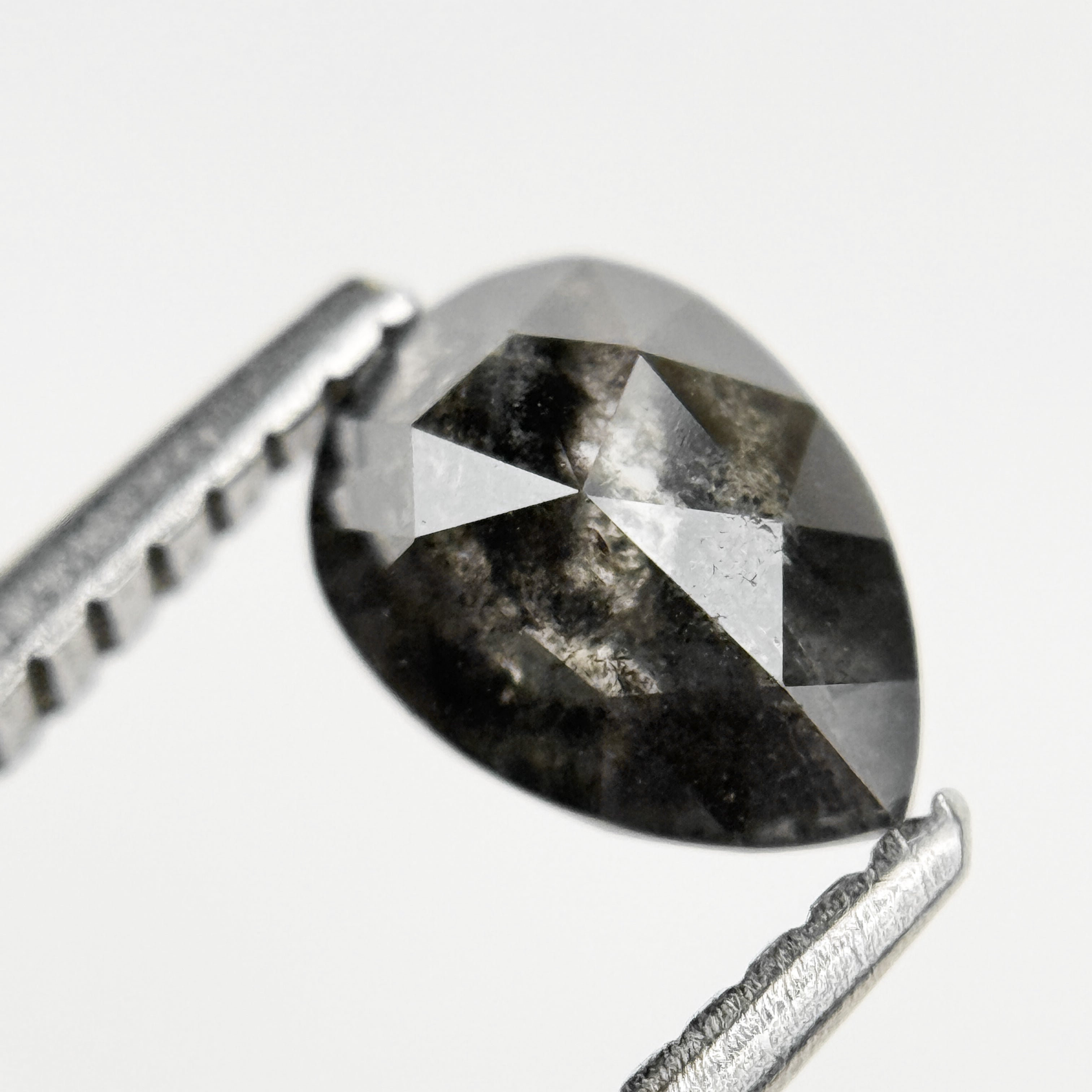 0.83 Ct Pear Rose Cut Grey Natural Salt and Pepper Diamond