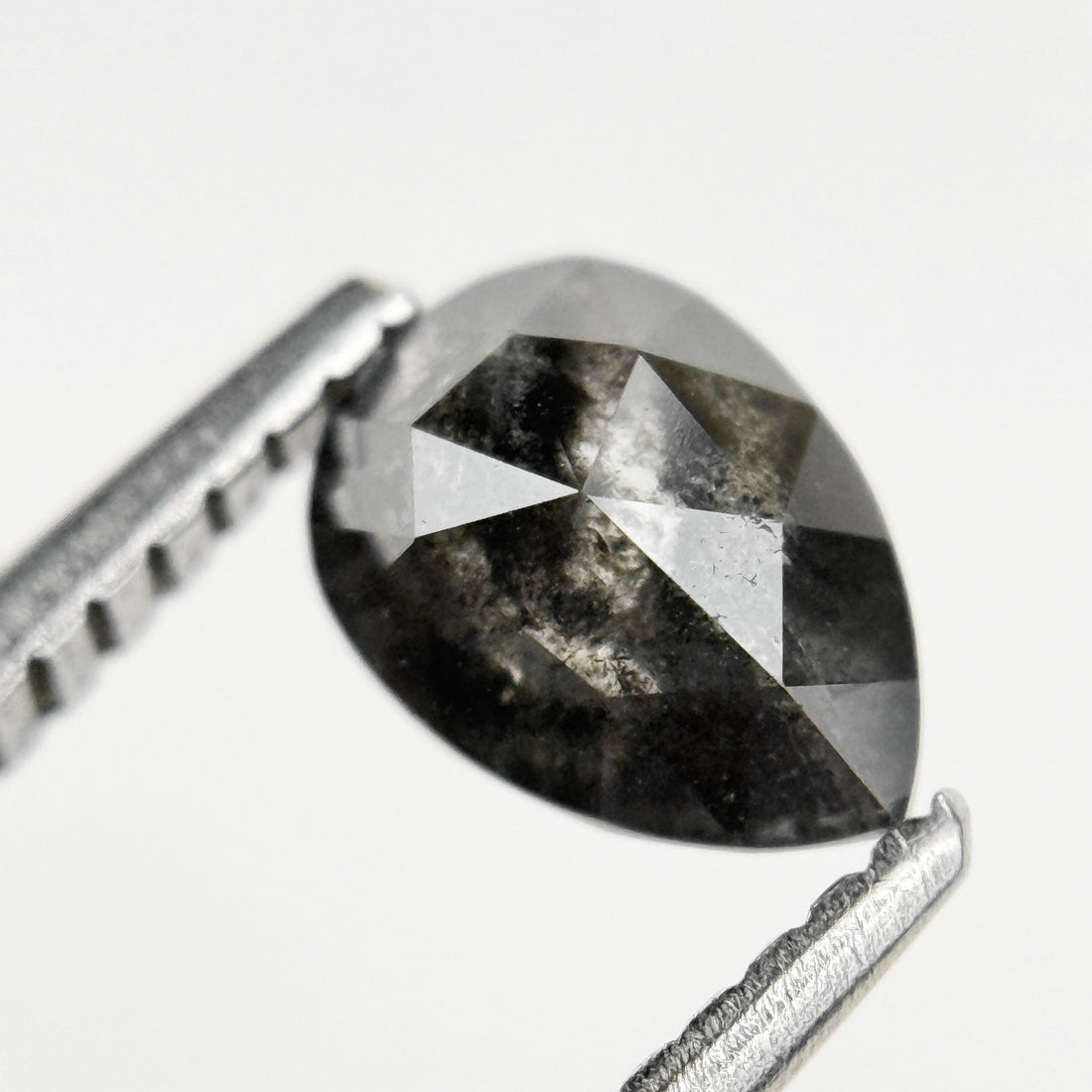 0.83 Ct Pear Rose Cut Grey Natural Salt and Pepper Diamond