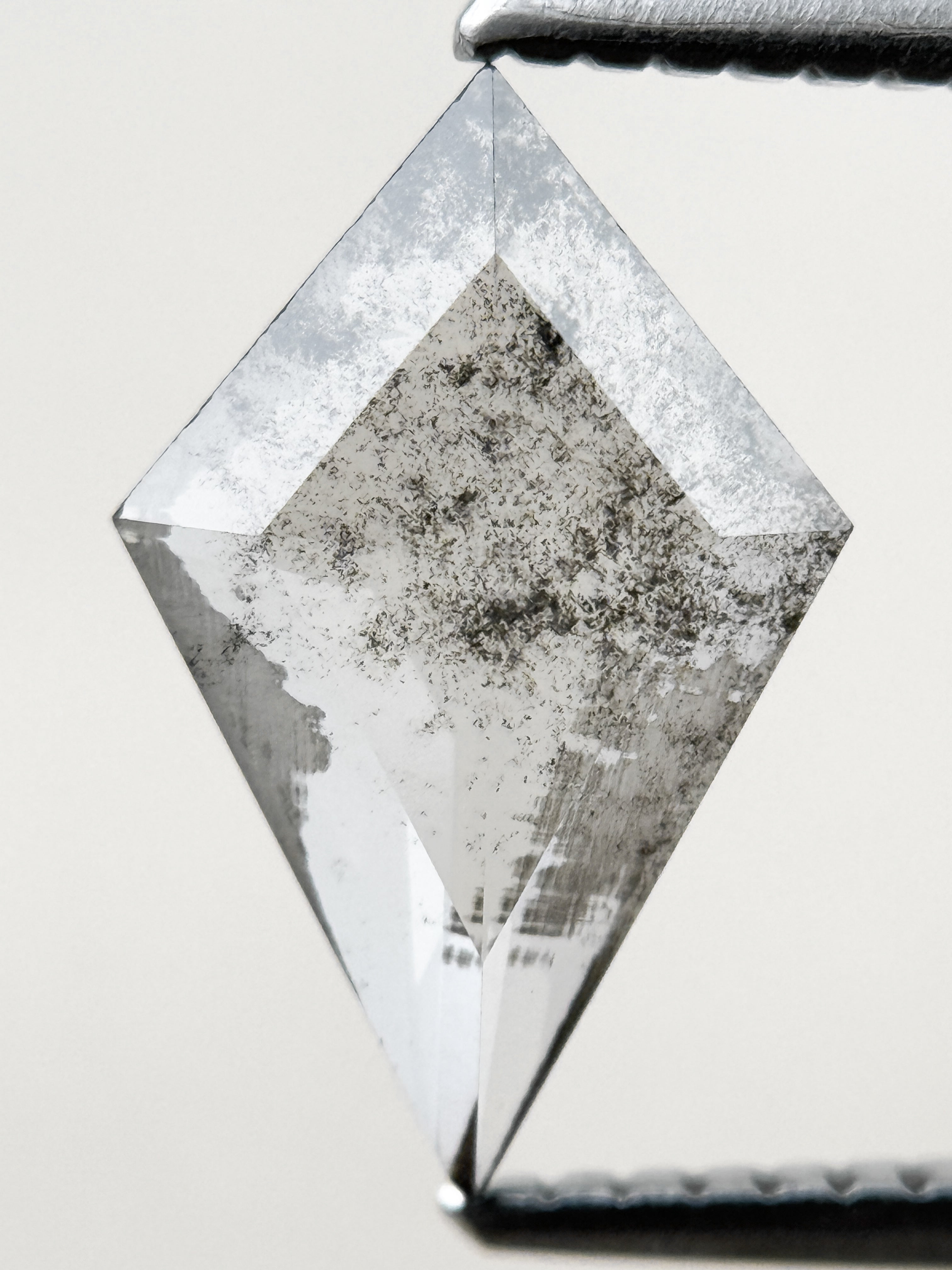 1.22 Ct Kite Rose Cut Grey Natural Salt and Pepper Diamond