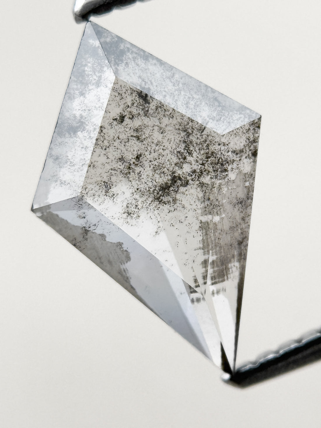 1.22 Ct Kite Rose Cut Grey Natural Salt and Pepper Diamond