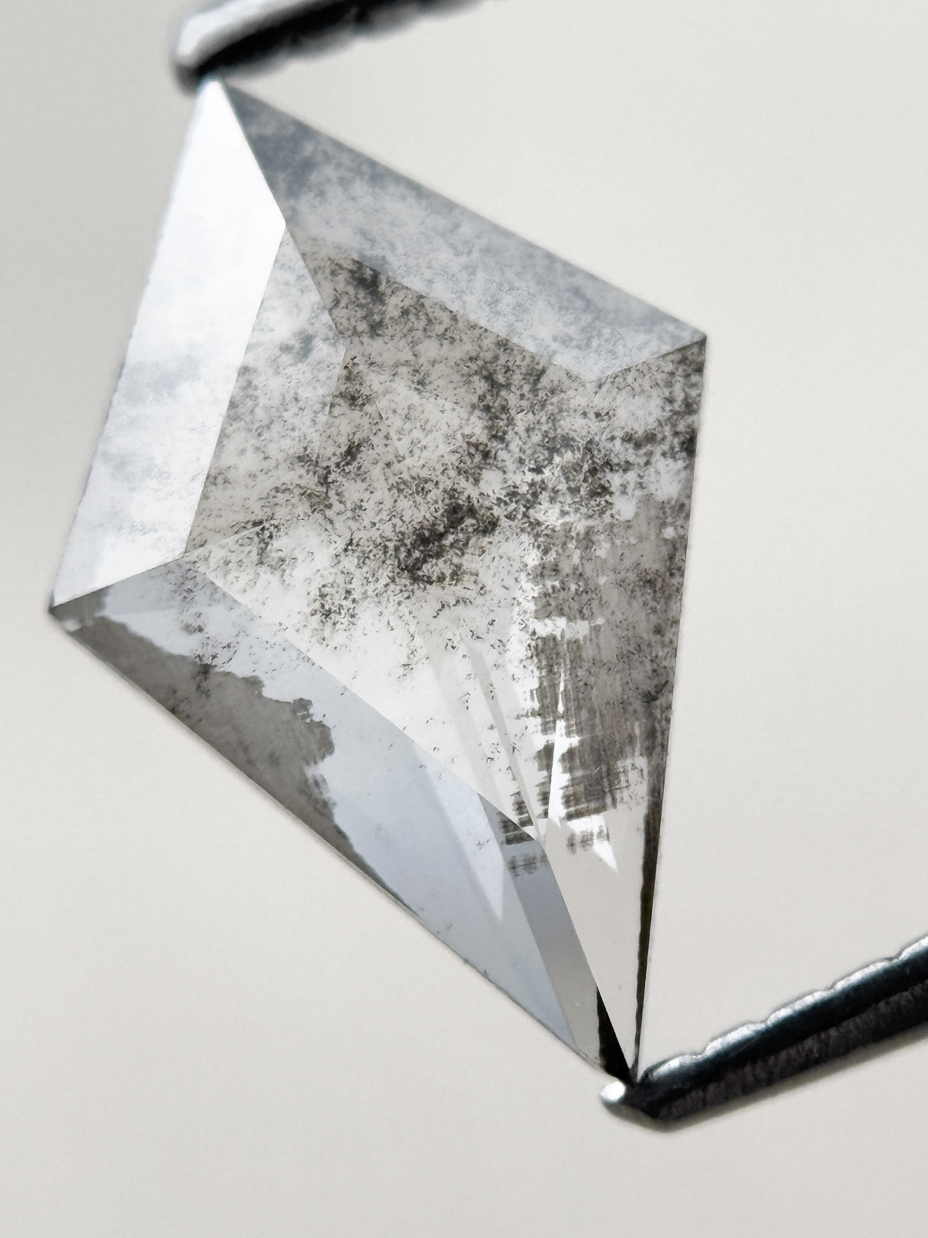 1.22 Ct Kite Rose Cut Grey Natural Salt and Pepper Diamond