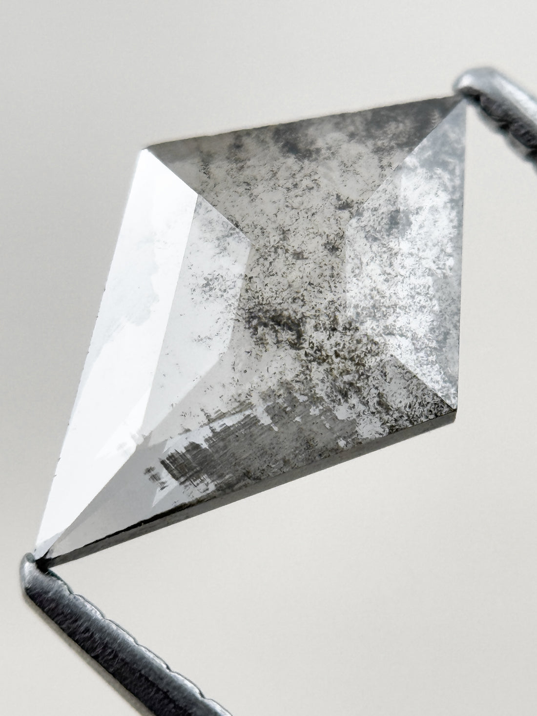 1.22 Ct Kite Rose Cut Grey Natural Salt and Pepper Diamond