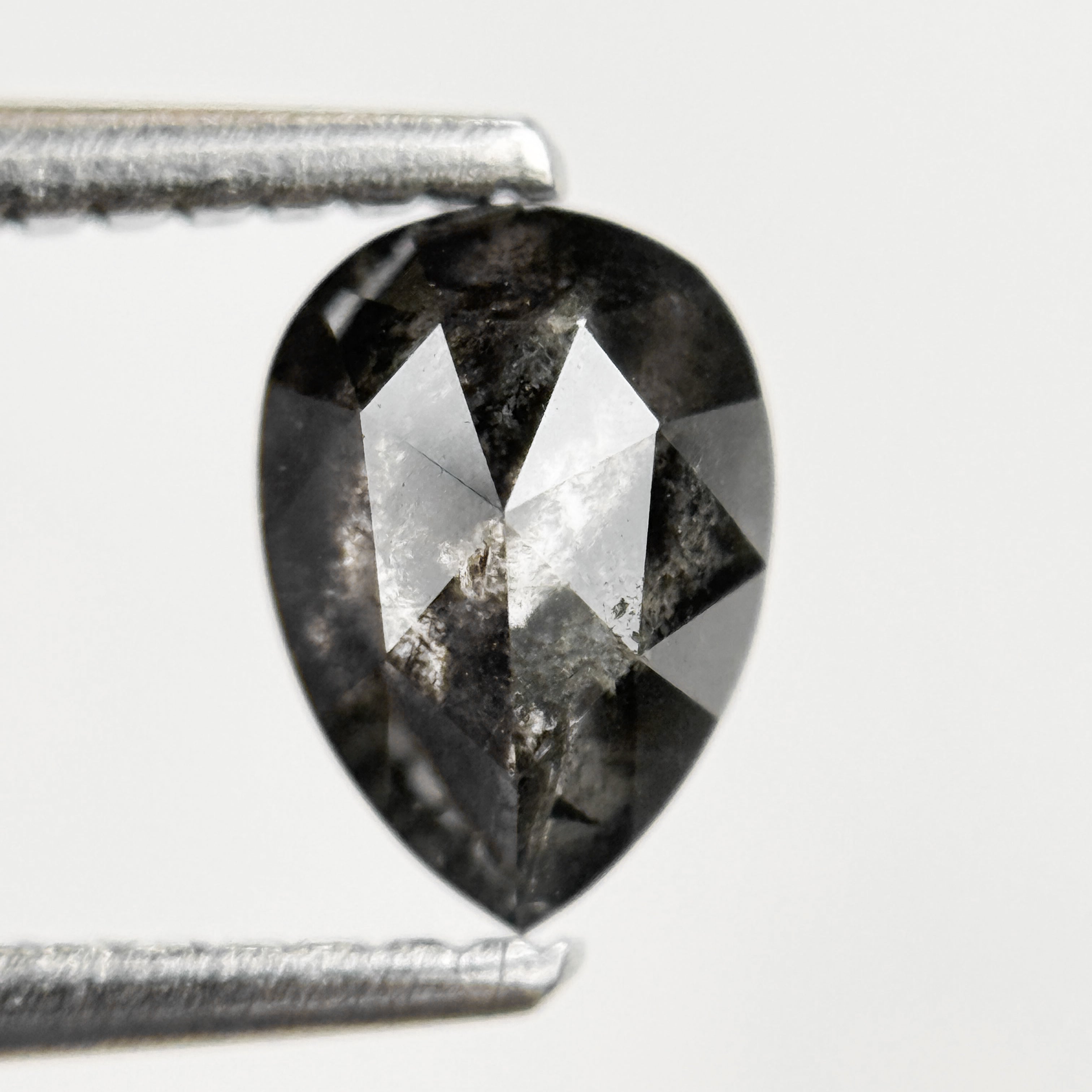 0.83 Ct Pear Rose Cut Grey Natural Salt and Pepper Diamond