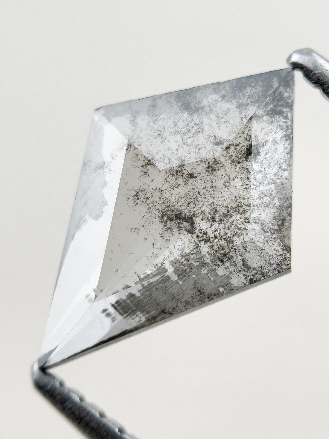 1.22 Ct Kite Rose Cut Grey Natural Salt and Pepper Diamond