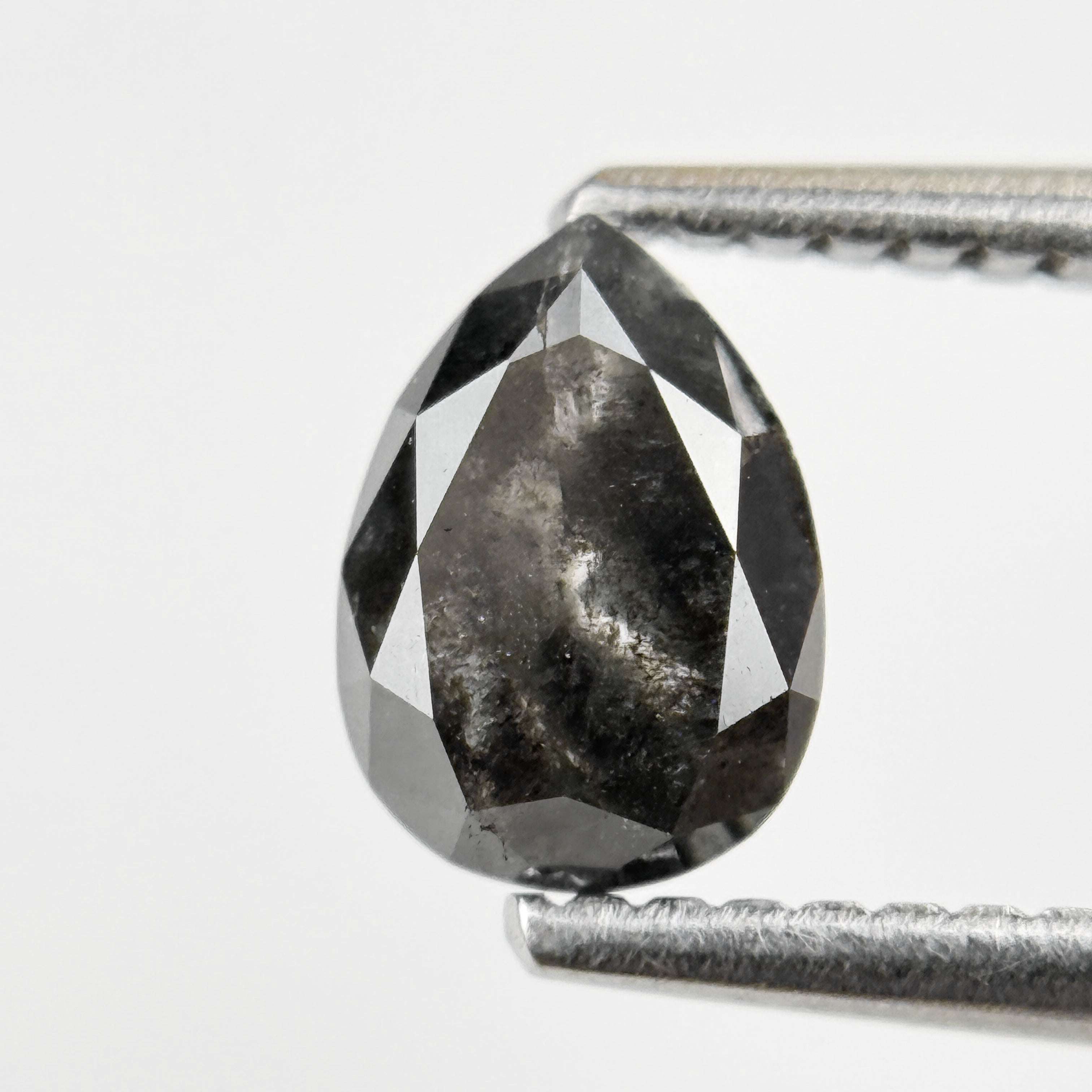 0.83 Ct Pear Rose Cut Grey Natural Salt and Pepper Diamond