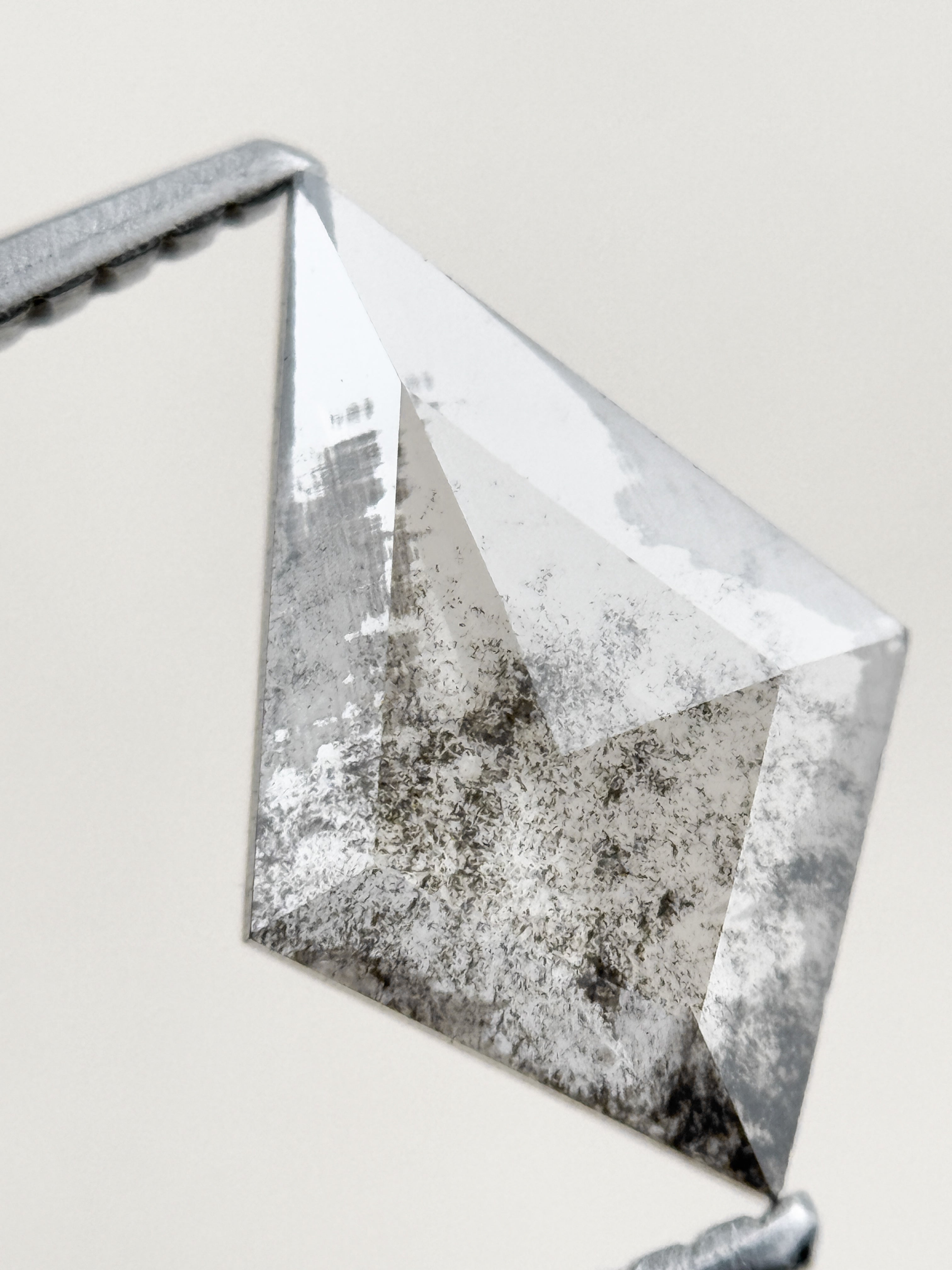 1.22 Ct Kite Rose Cut Grey Natural Salt and Pepper Diamond