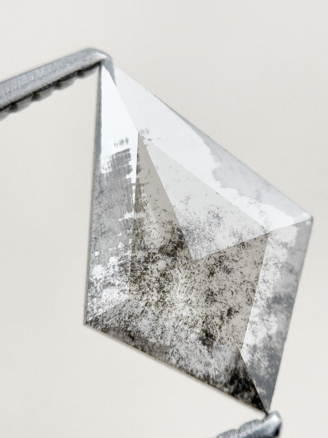1.22 Ct Kite Rose Cut Grey Natural Salt and Pepper Diamond