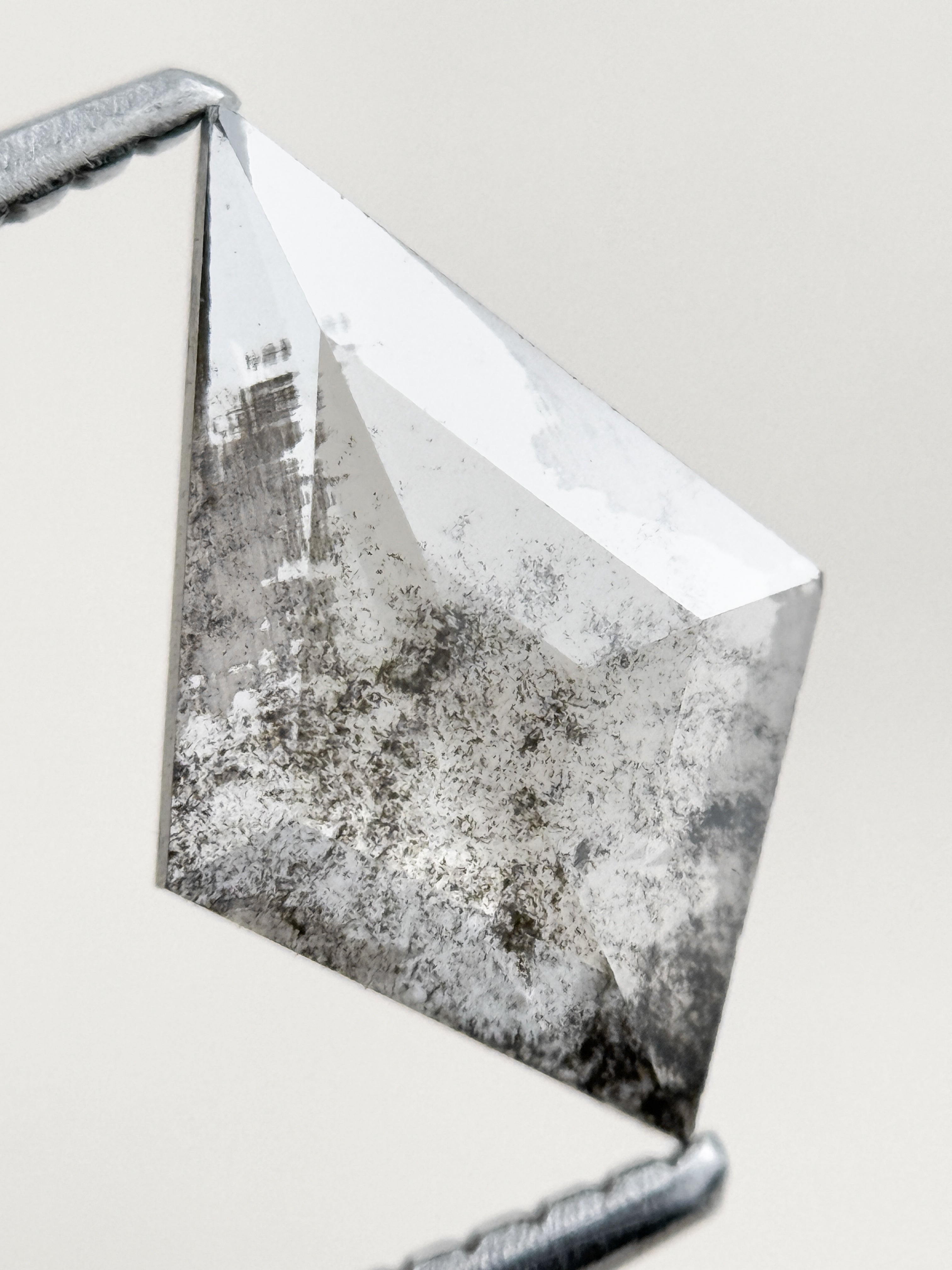 1.22 Ct Kite Rose Cut Grey Natural Salt and Pepper Diamond