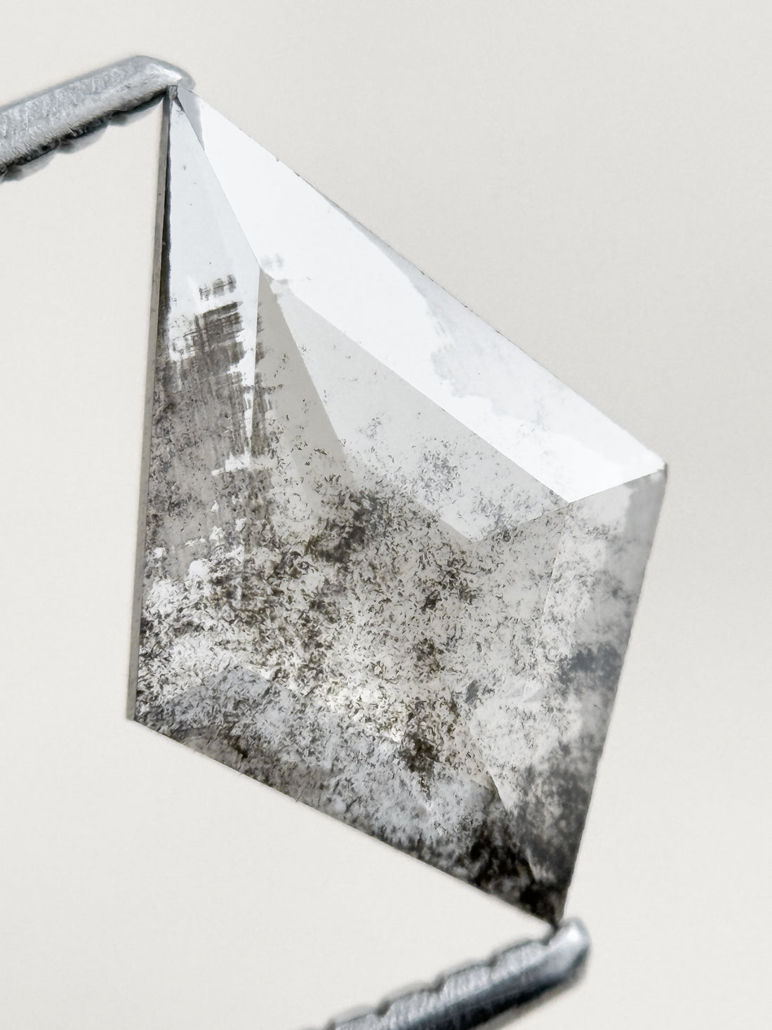 1.22 Ct Kite Rose Cut Grey Natural Salt and Pepper Diamond