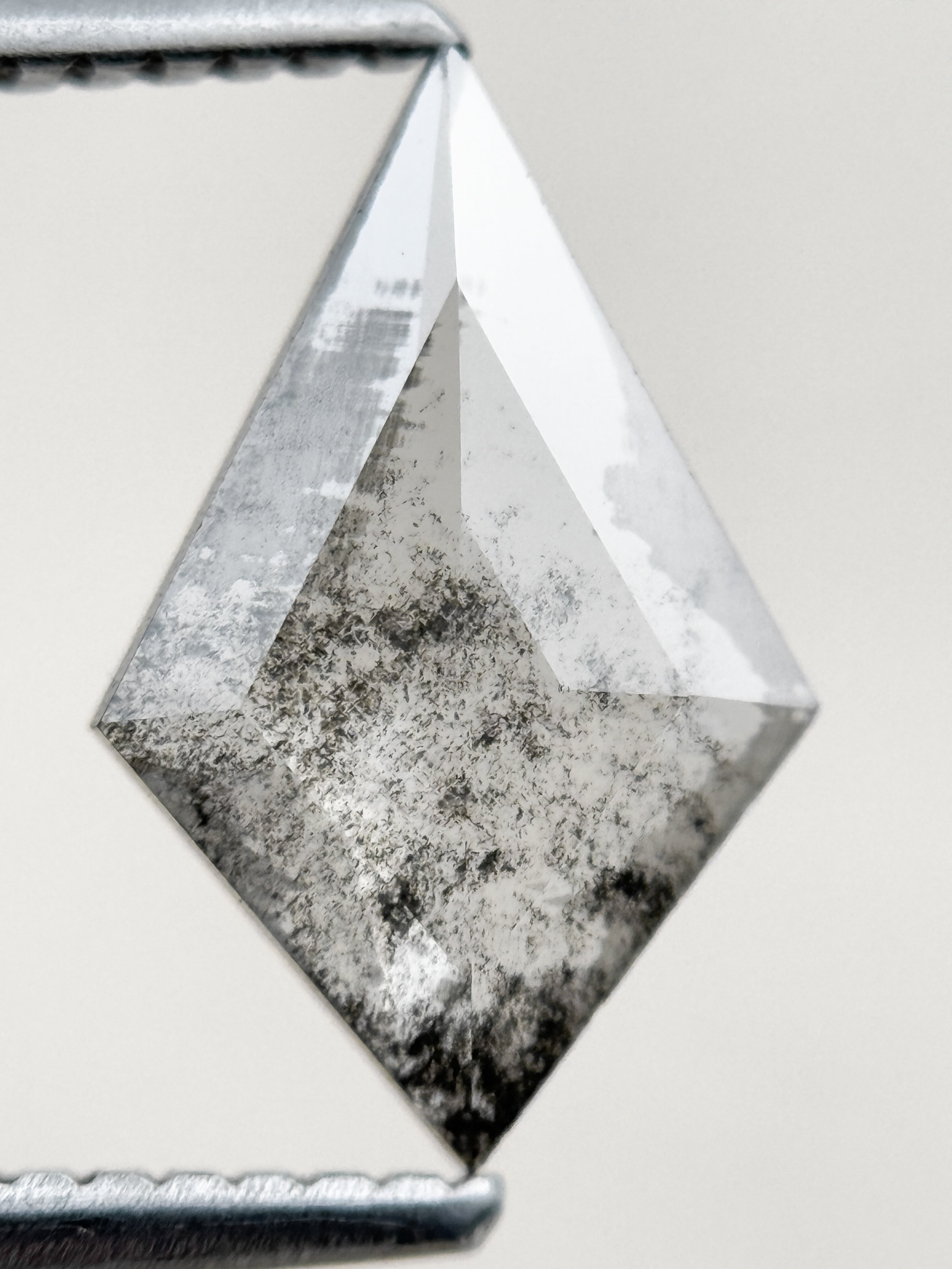 1.22 Ct Kite Rose Cut Grey Natural Salt and Pepper Diamond