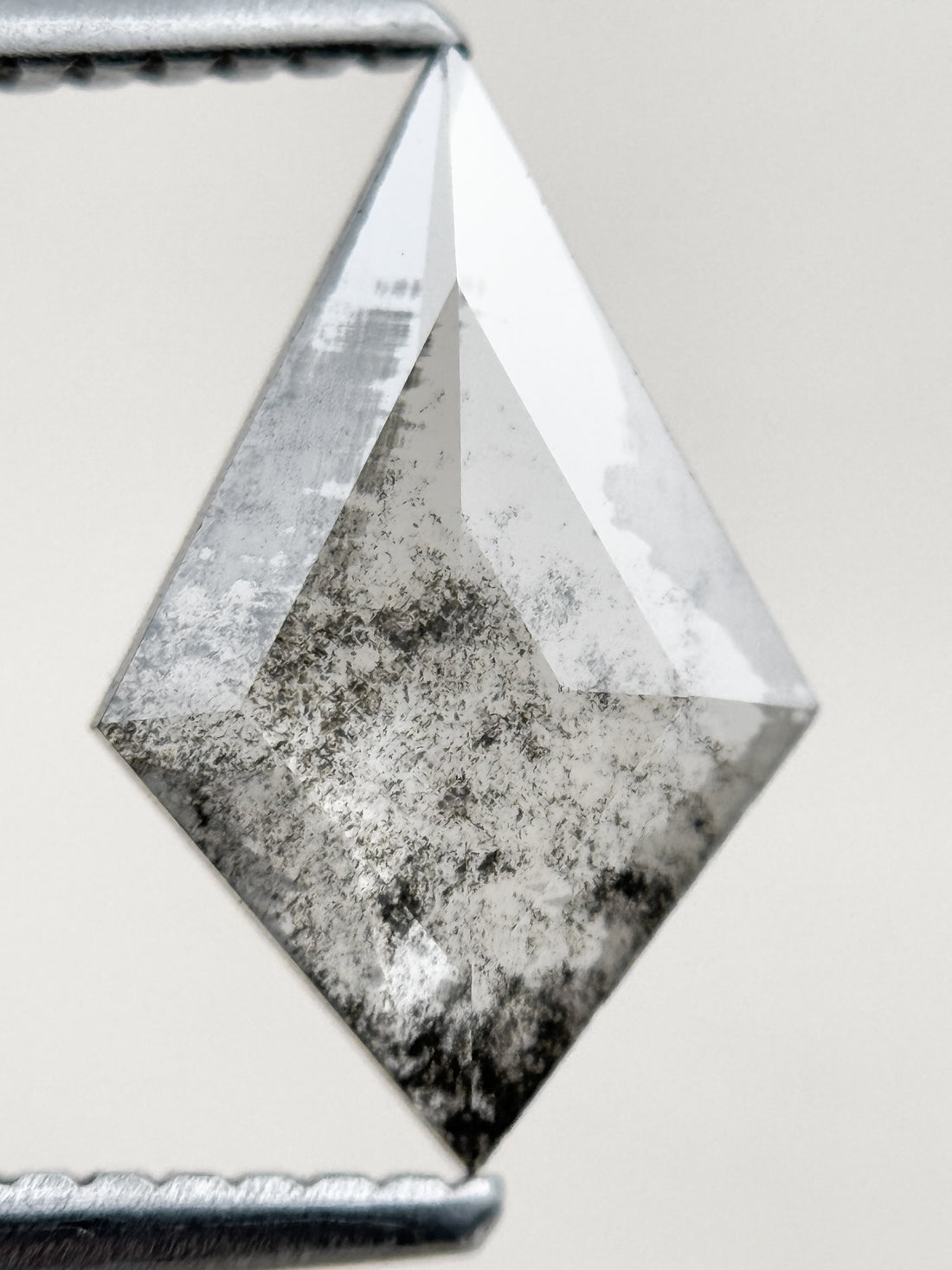1.22 Ct Kite Rose Cut Grey Natural Salt and Pepper Diamond