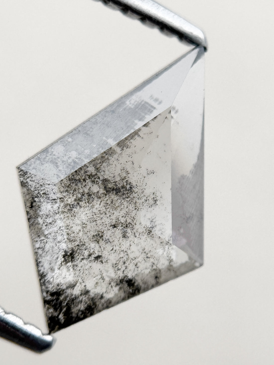 1.22 Ct Kite Rose Cut Grey Natural Salt and Pepper Diamond
