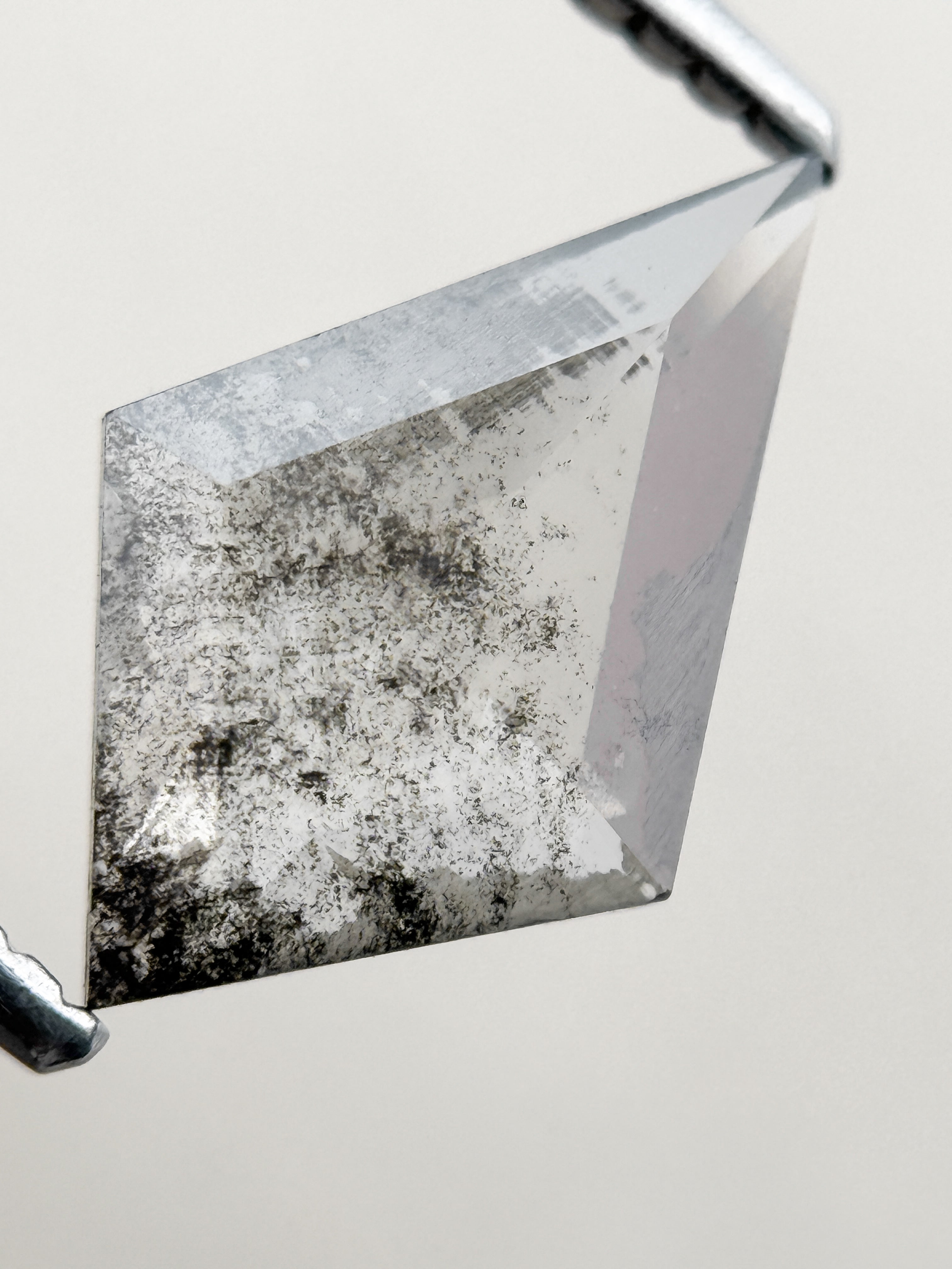 1.22 Ct Kite Rose Cut Grey Natural Salt and Pepper Diamond