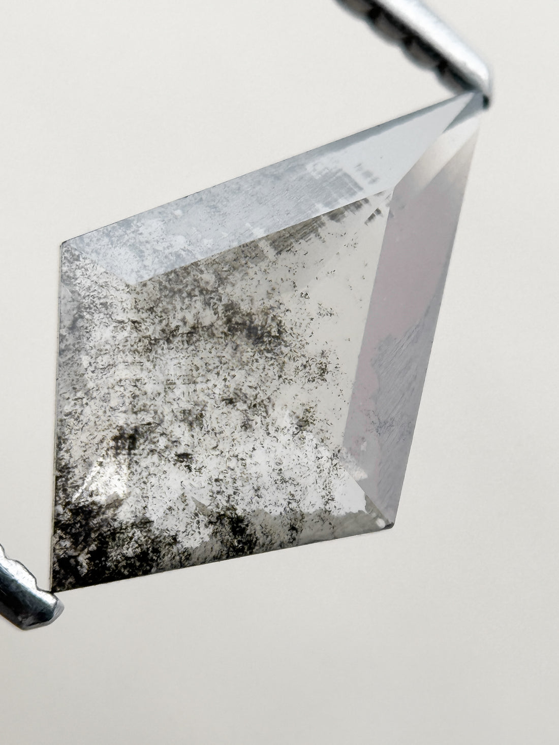 1.22 Ct Kite Rose Cut Grey Natural Salt and Pepper Diamond