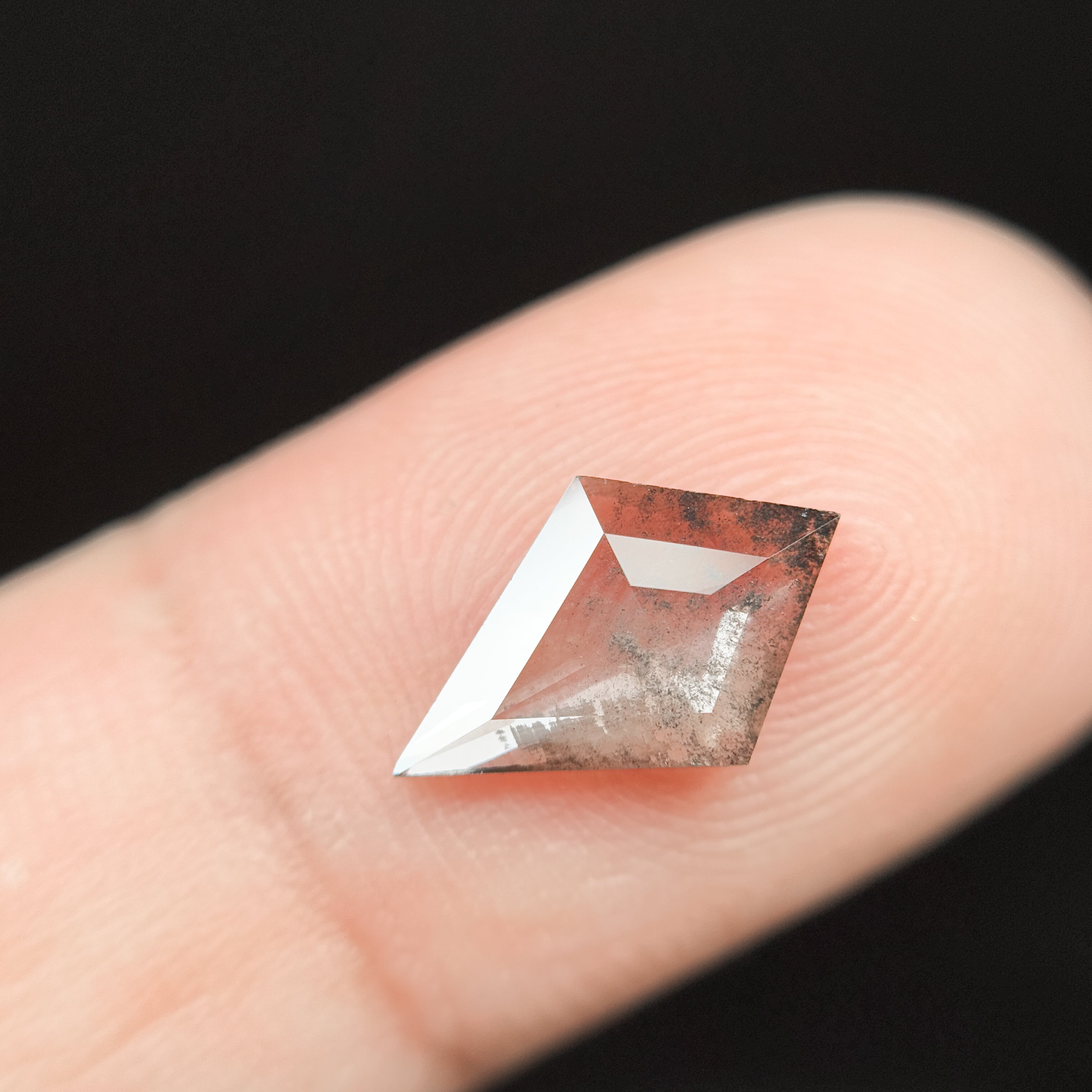 1.22 Ct Kite Rose Cut Grey Natural Salt and Pepper Diamond