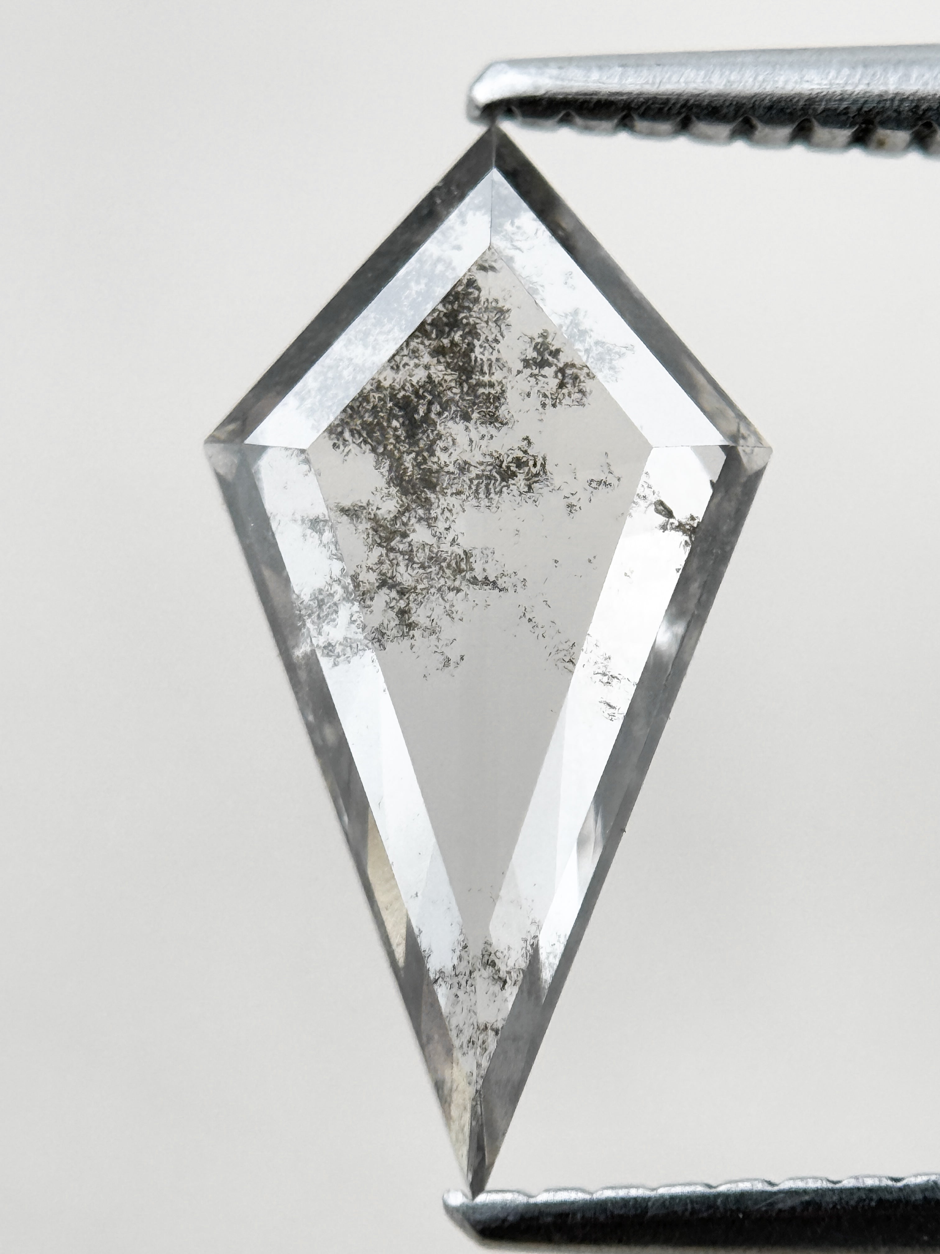 1.73 Ct Kite Rose Cut Grey Natural Salt and Pepper Diamond