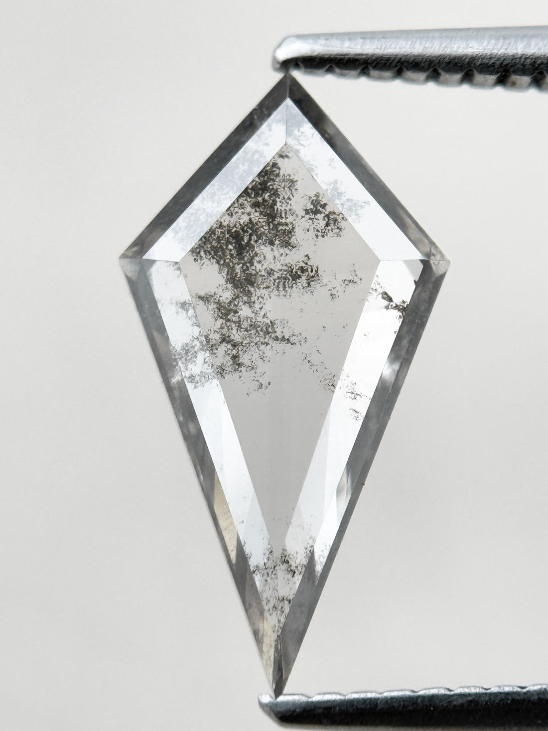 1.73 Ct Kite Rose Cut Grey Natural Salt and Pepper Diamond