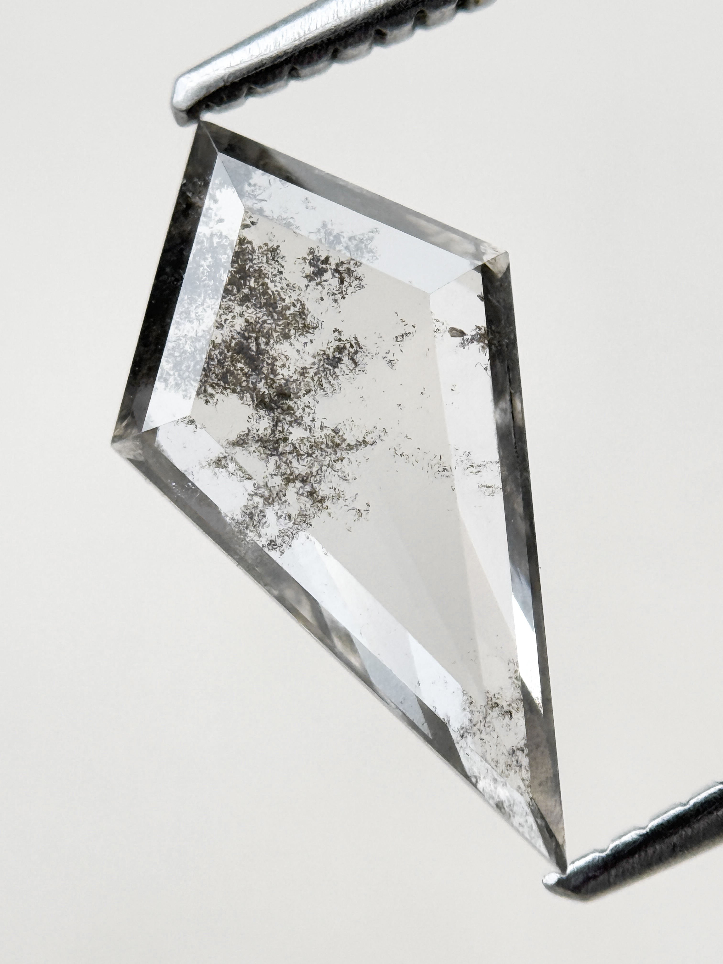 1.73 Ct Kite Rose Cut Grey Natural Salt and Pepper Diamond
