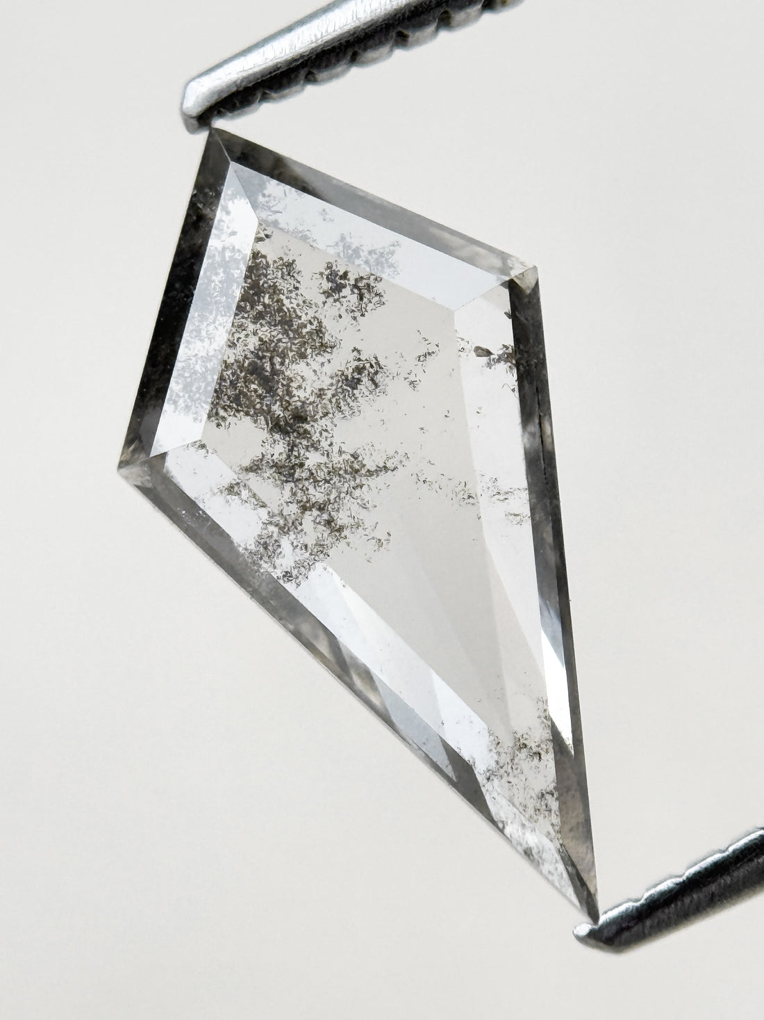 1.73 Ct Kite Rose Cut Grey Natural Salt and Pepper Diamond