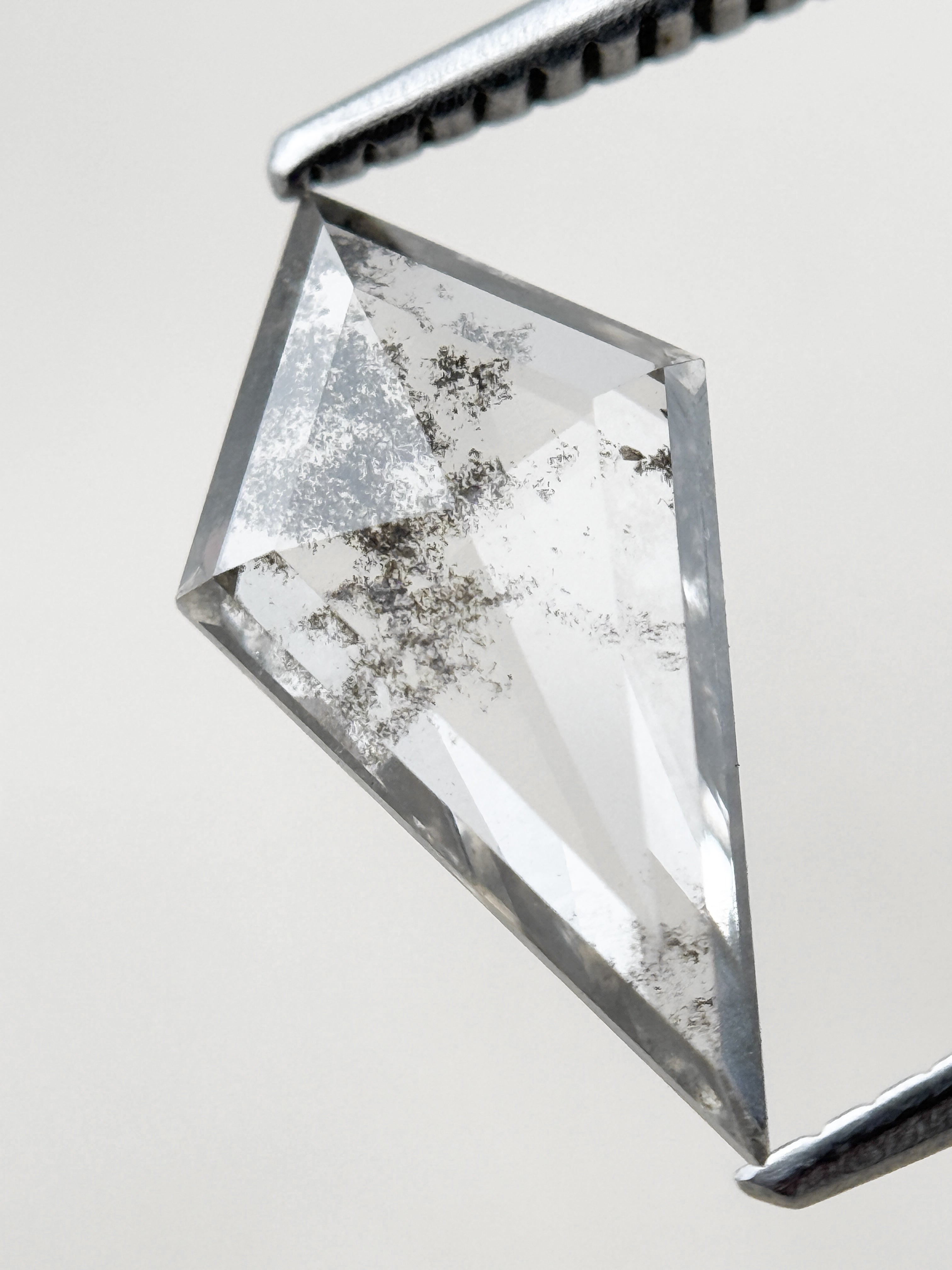 1.73 Ct Kite Rose Cut Grey Natural Salt and Pepper Diamond