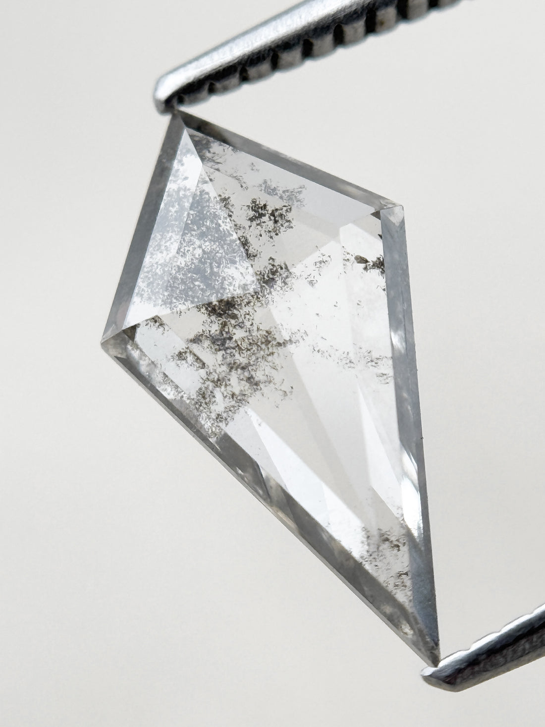 1.73 Ct Kite Rose Cut Grey Natural Salt and Pepper Diamond