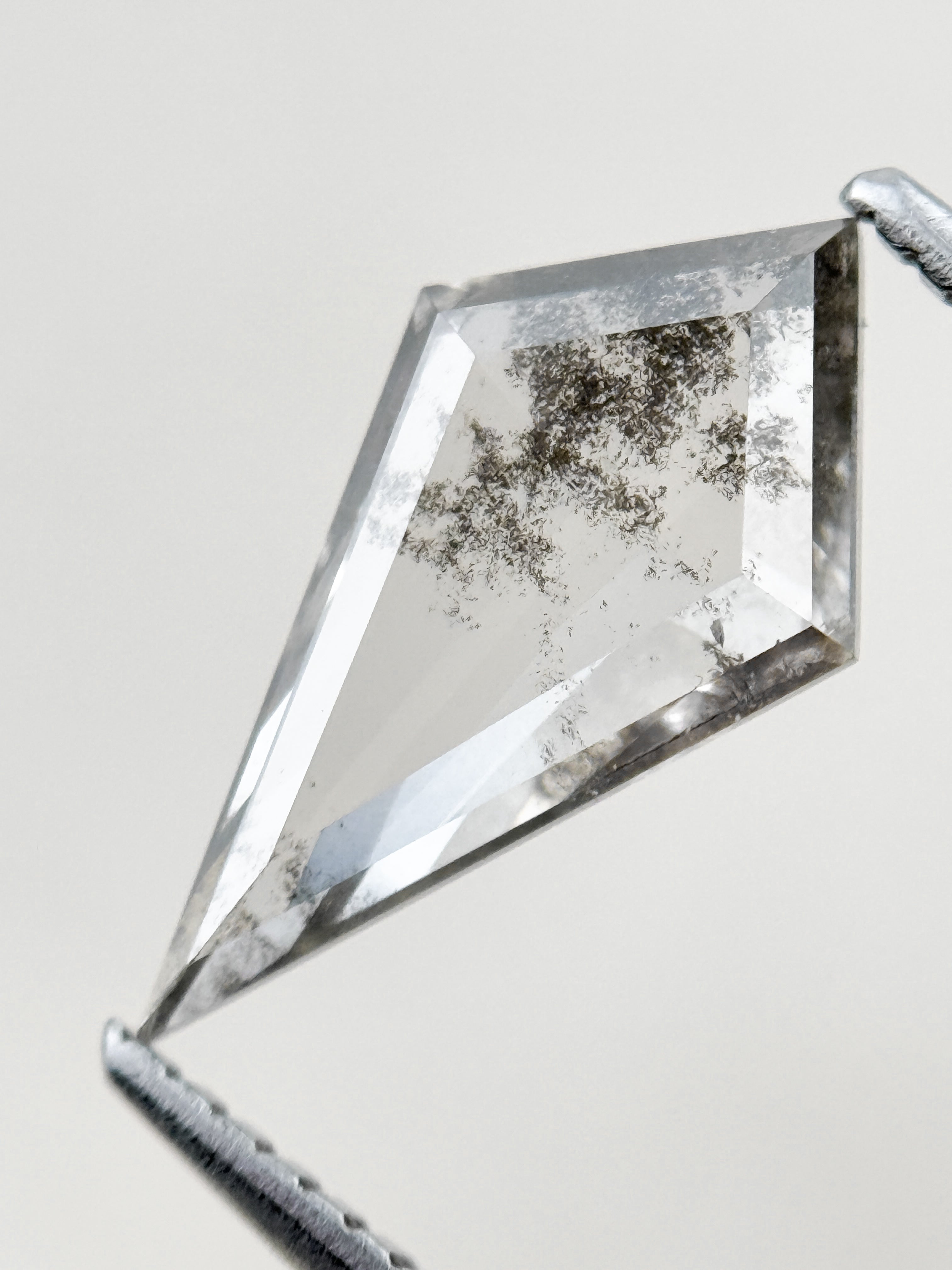 1.73 Ct Kite Rose Cut Grey Natural Salt and Pepper Diamond