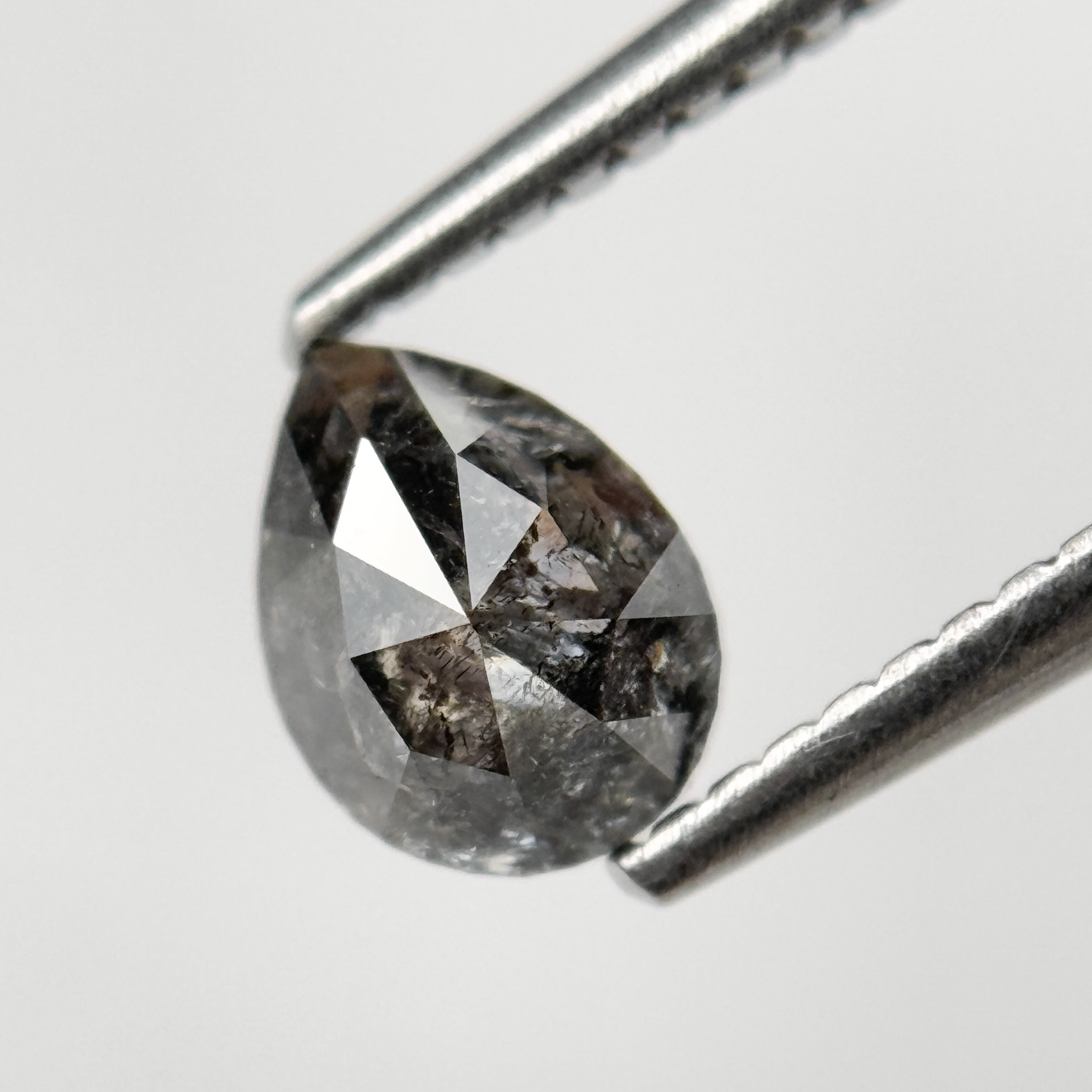 0.84 Ct Pear Brilliant Cut Grey Natural Salt and Pepper Diamond