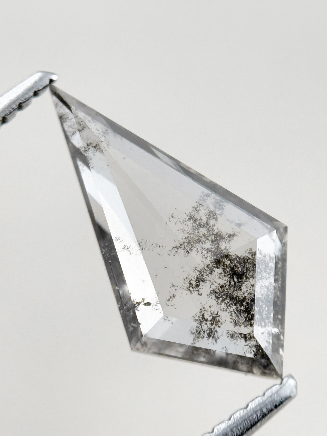1.73 Ct Kite Rose Cut Grey Natural Salt and Pepper Diamond