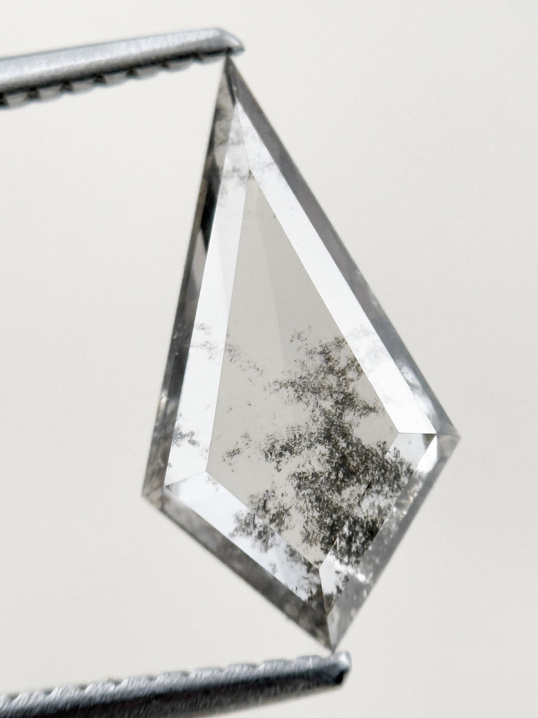 1.73 Ct Kite Rose Cut Grey Natural Salt and Pepper Diamond