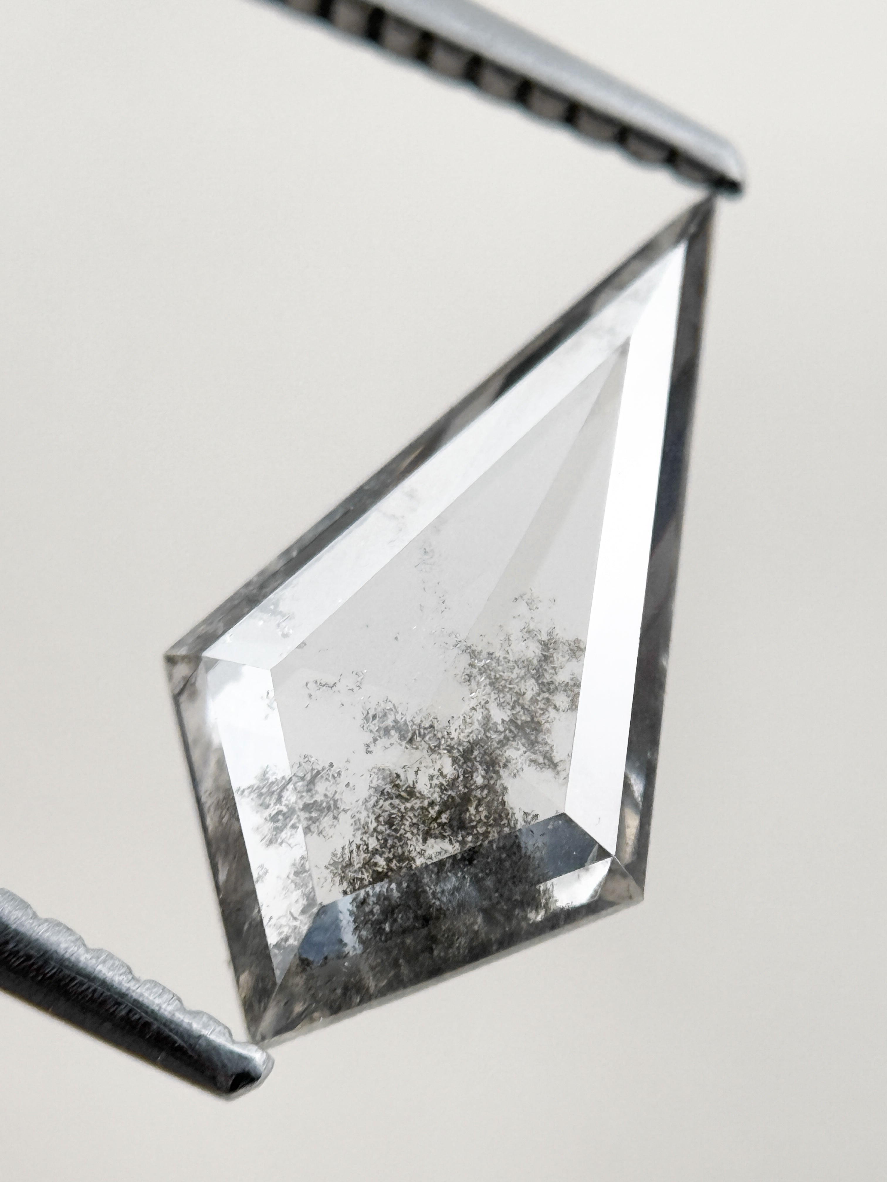 1.73 Ct Kite Rose Cut Grey Natural Salt and Pepper Diamond