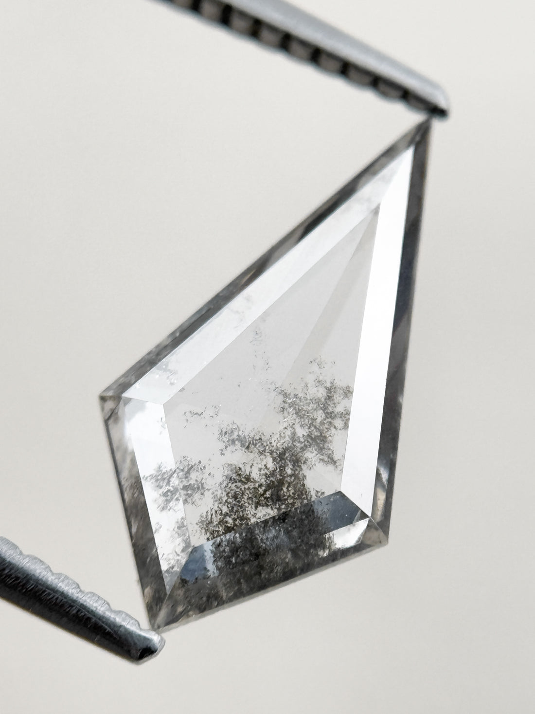1.73 Ct Kite Rose Cut Grey Natural Salt and Pepper Diamond