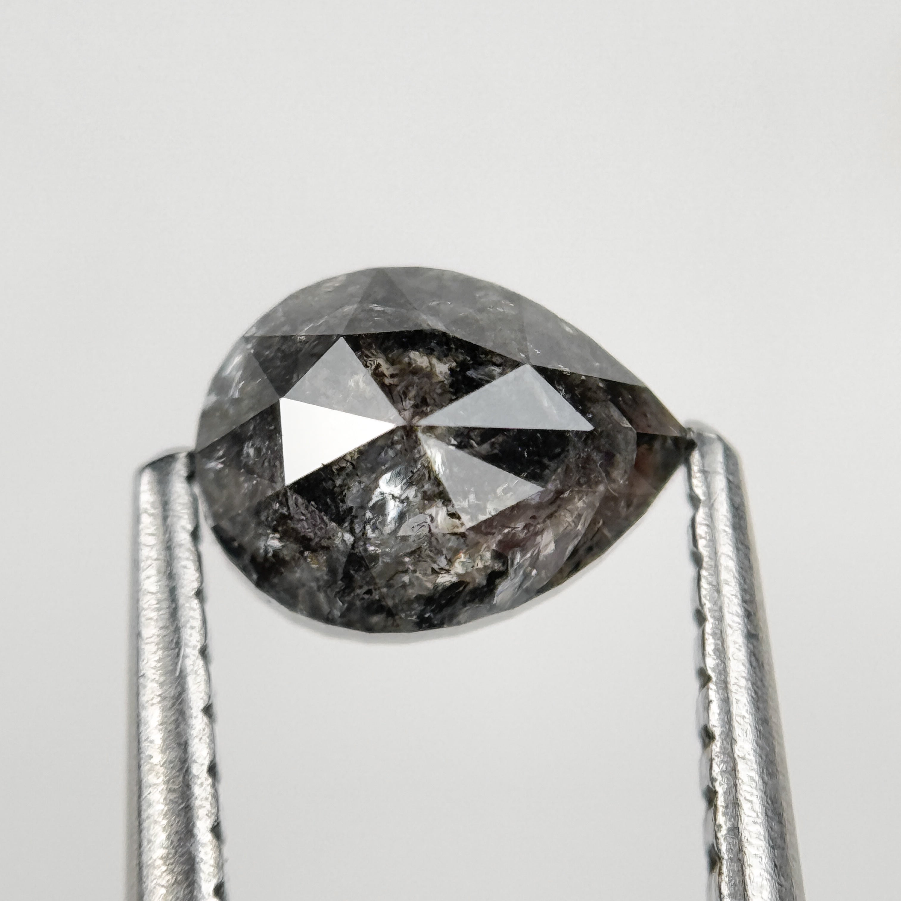 0.84 Ct Pear Brilliant Cut Grey Natural Salt and Pepper Diamond