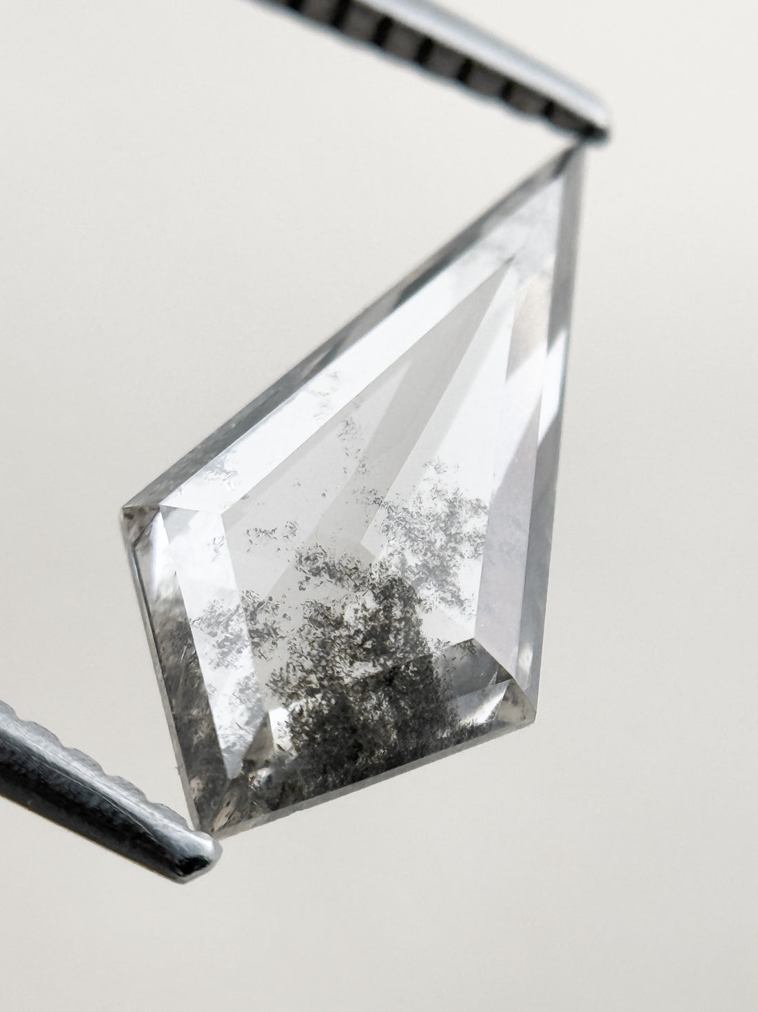 1.73 Ct Kite Rose Cut Grey Natural Salt and Pepper Diamond