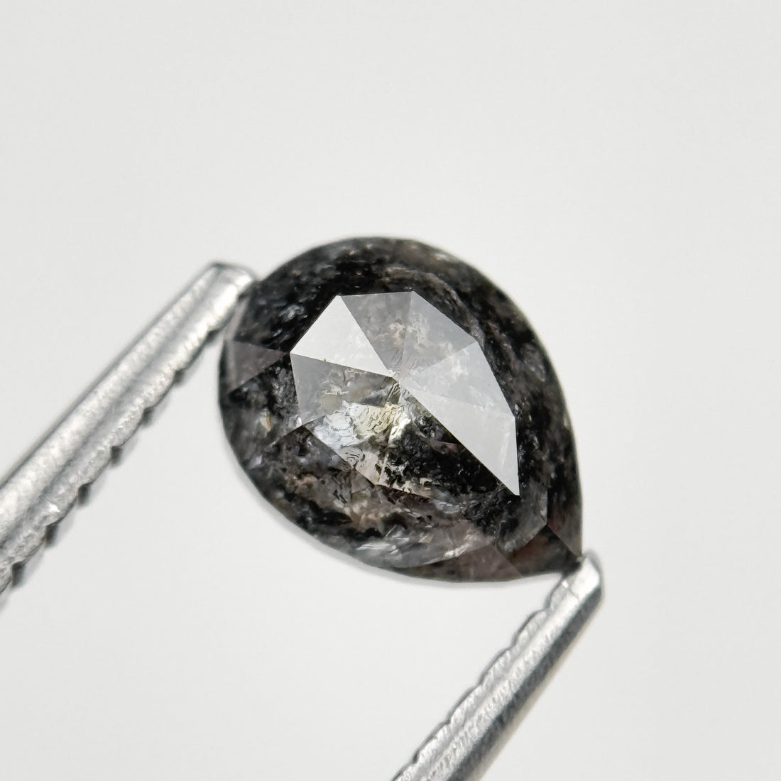 0.84 Ct Pear Brilliant Cut Grey Natural Salt and Pepper Diamond