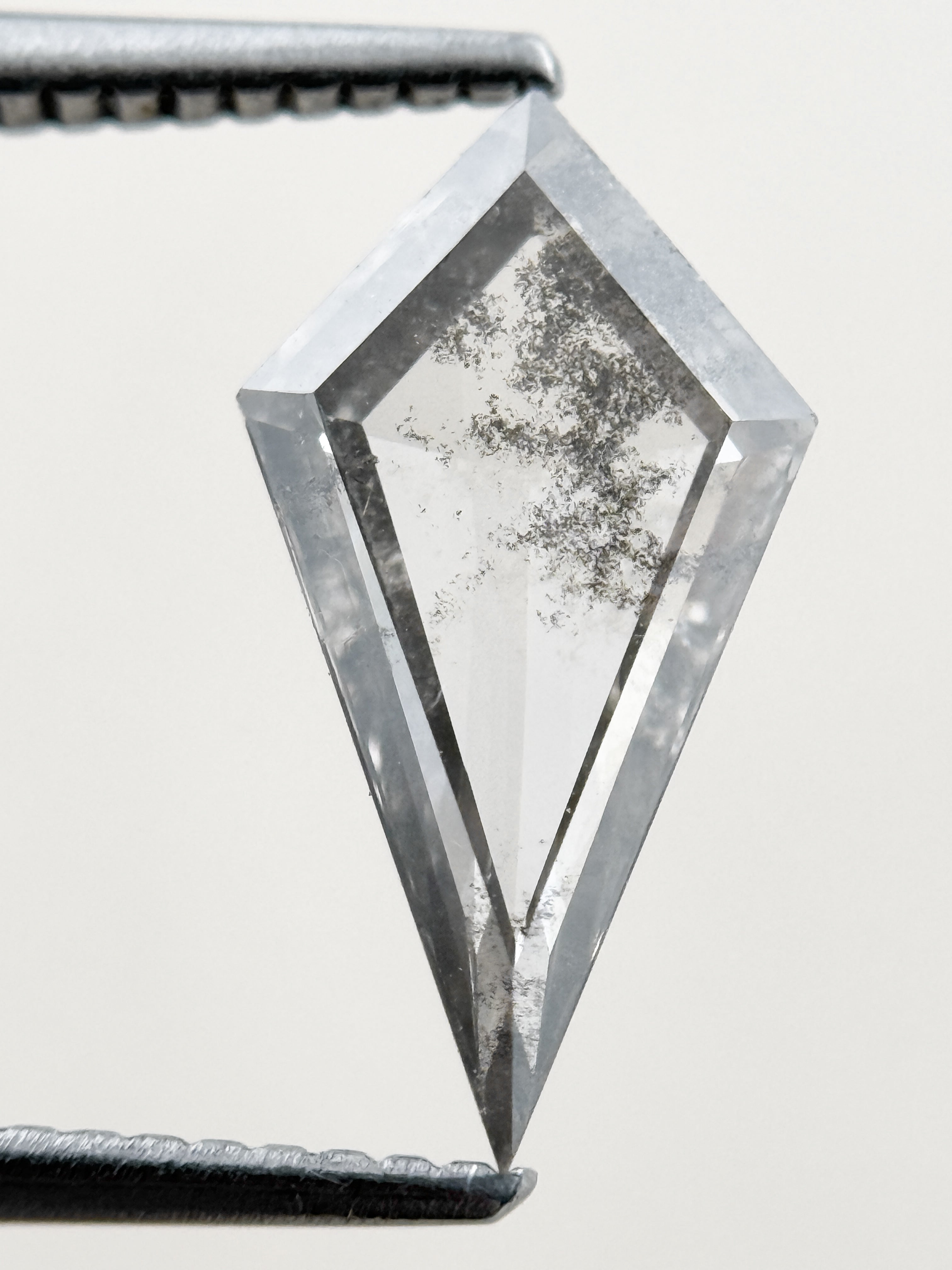 1.73 Ct Kite Rose Cut Grey Natural Salt and Pepper Diamond