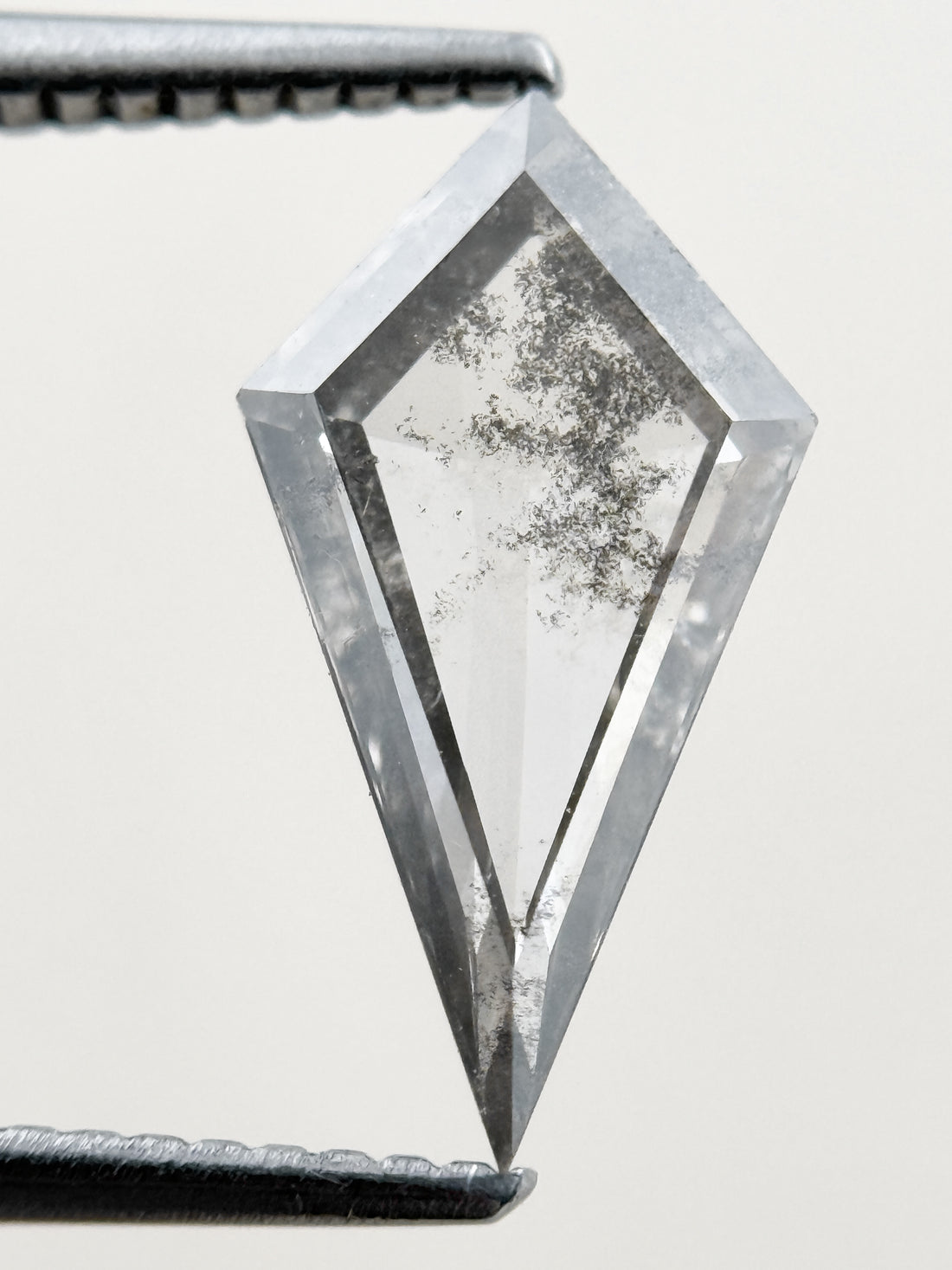 1.73 Ct Kite Rose Cut Grey Natural Salt and Pepper Diamond