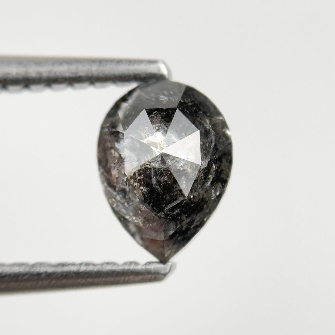 0.84 Ct Pear Brilliant Cut Grey Natural Salt and Pepper Diamond