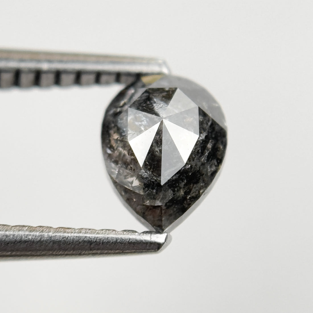 0.84 Ct Pear Brilliant Cut Grey Natural Salt and Pepper Diamond