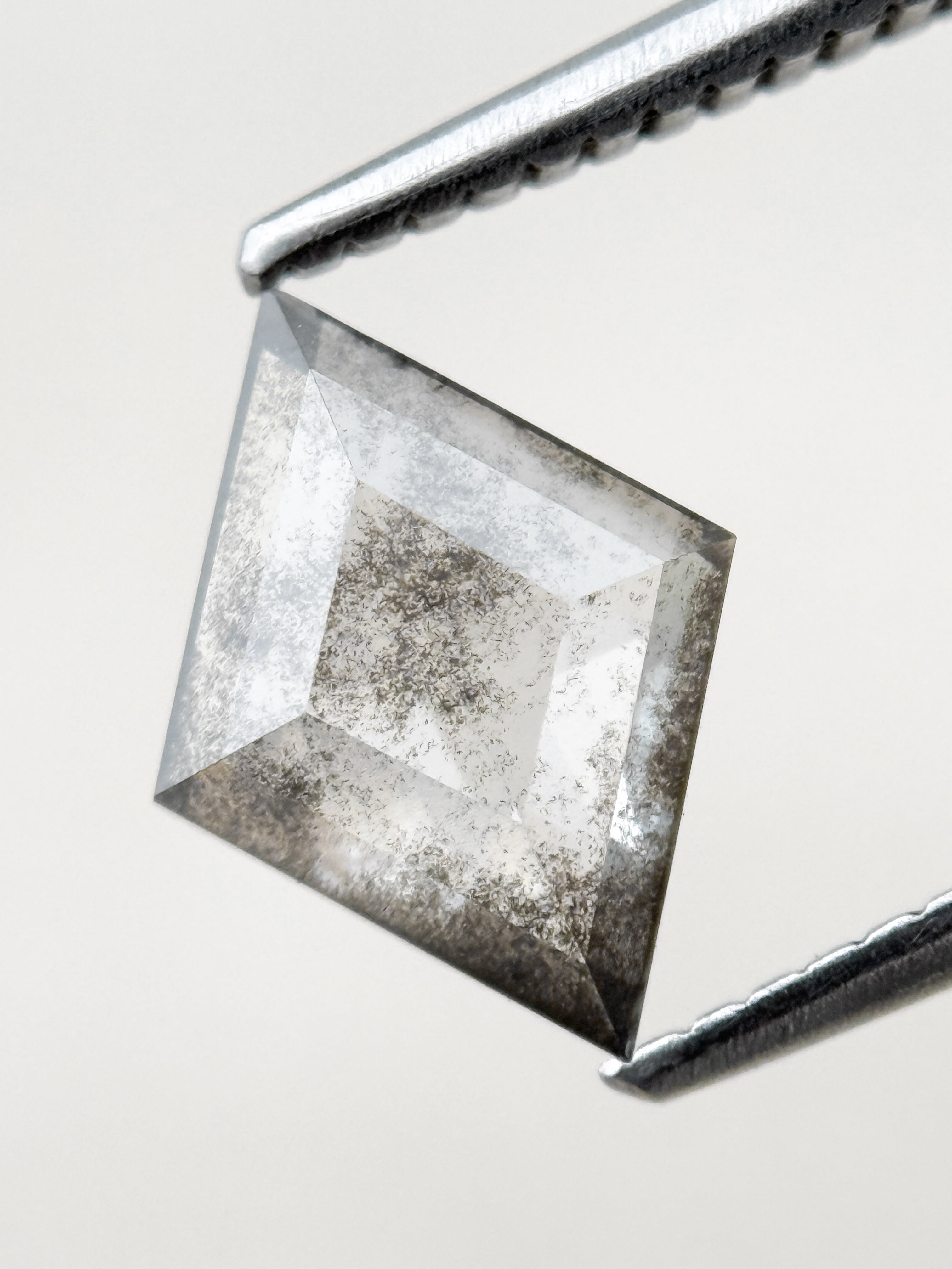 1.26 Ct Kite Rose Cut Grey Natural Salt and Pepper Diamond