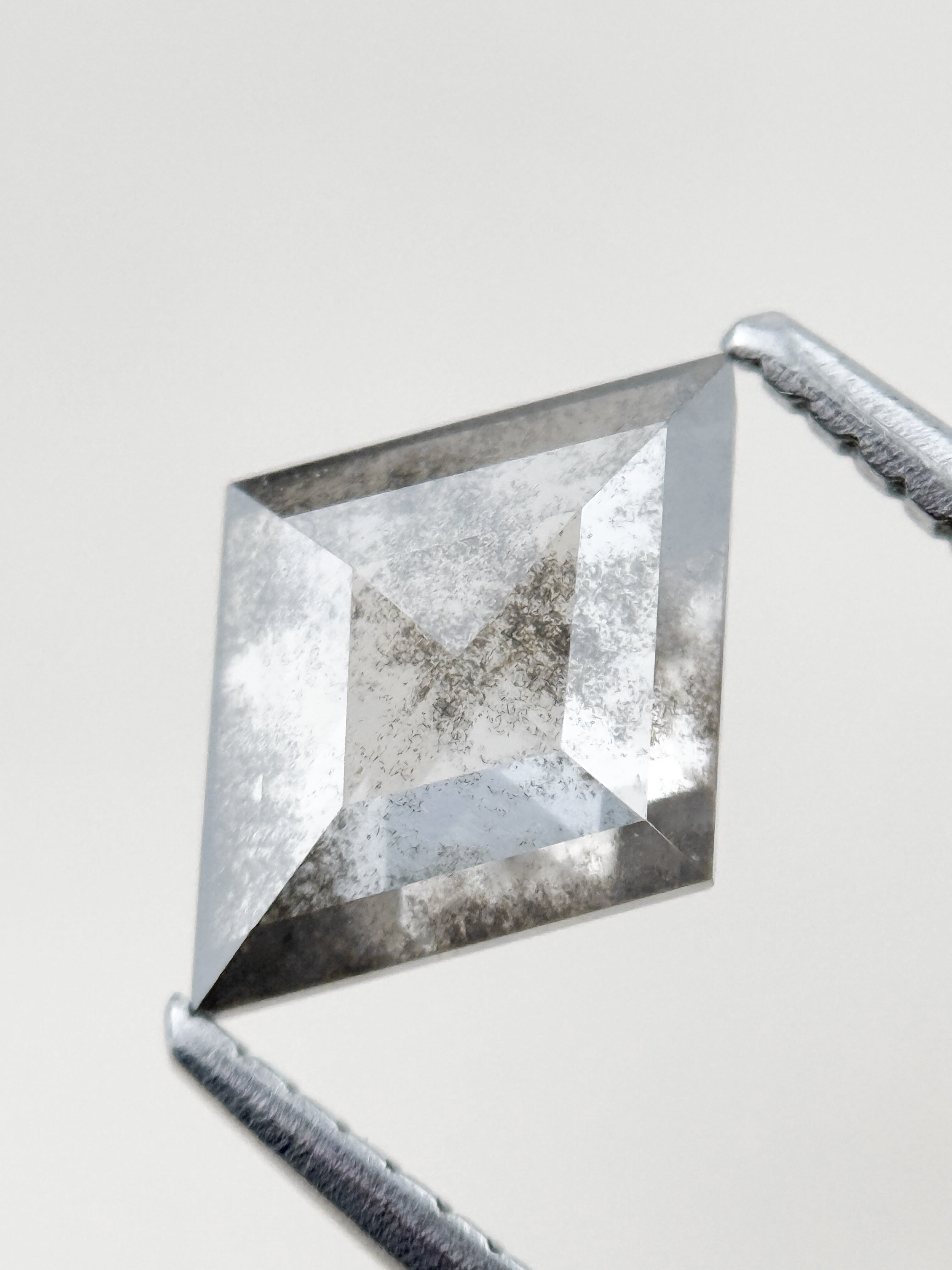 1.26 Ct Kite Rose Cut Grey Natural Salt and Pepper Diamond