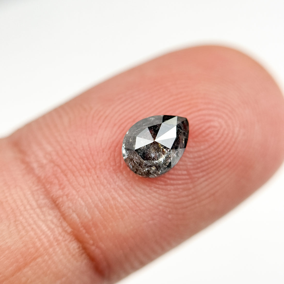 0.84 Ct Pear Brilliant Cut Grey Natural Salt and Pepper Diamond
