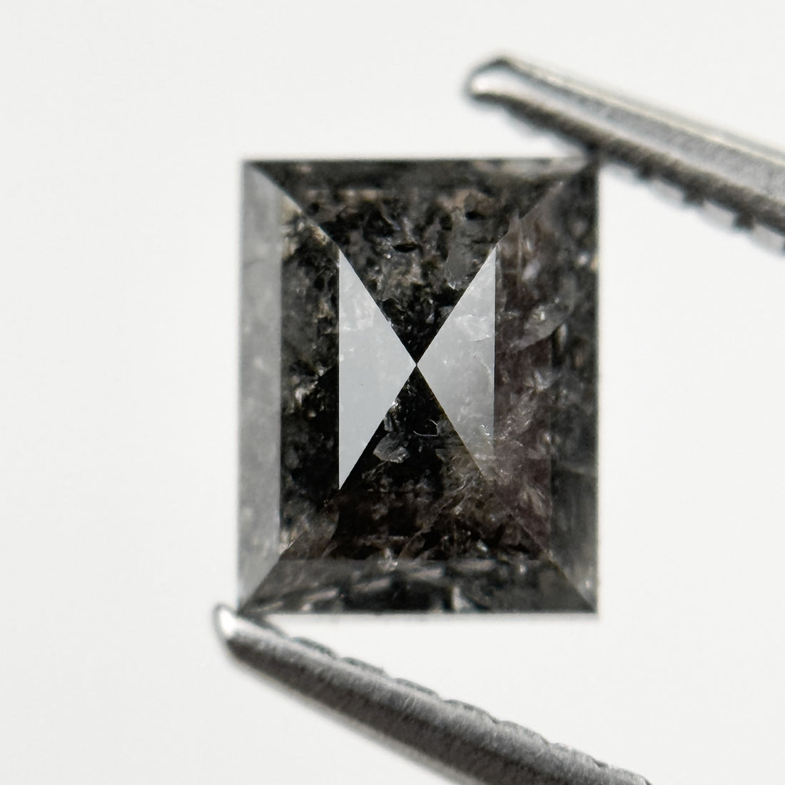 1.28 Ct Square Rose Cut Grey Natural Salt and Pepper Diamond