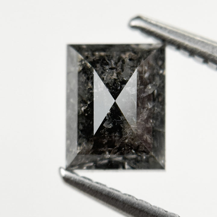1.28 Ct Square Rose Cut Grey Natural Salt and Pepper Diamond