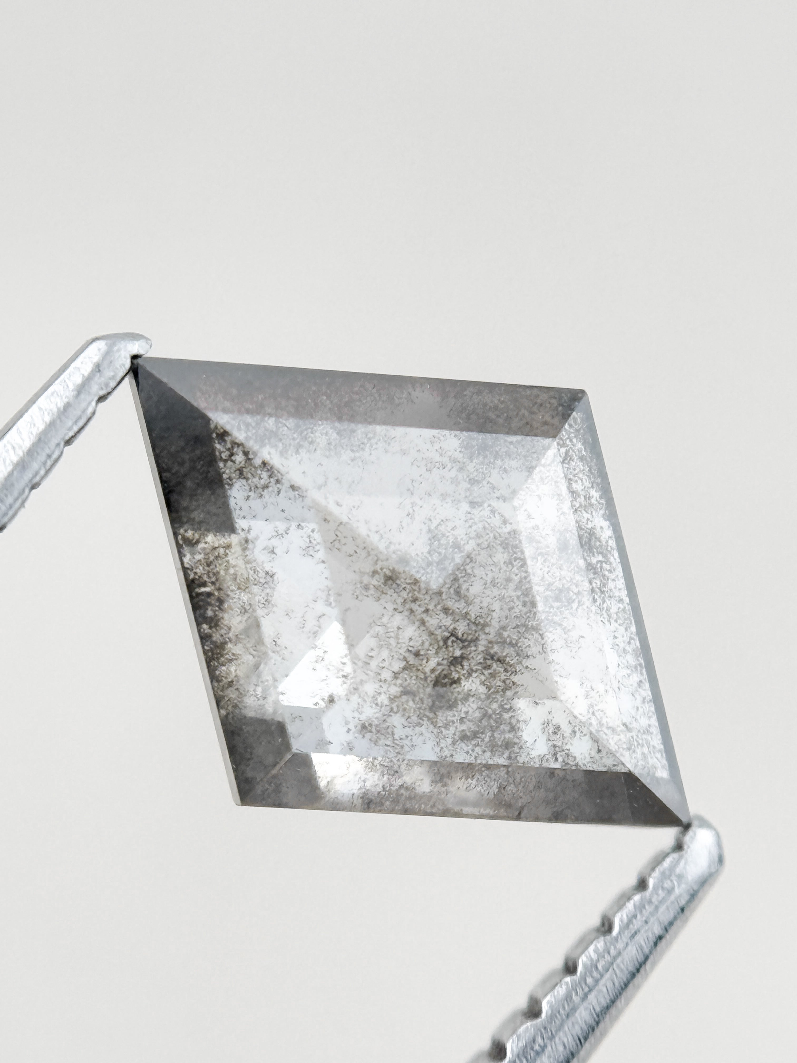 1.26 Ct Kite Rose Cut Grey Natural Salt and Pepper Diamond