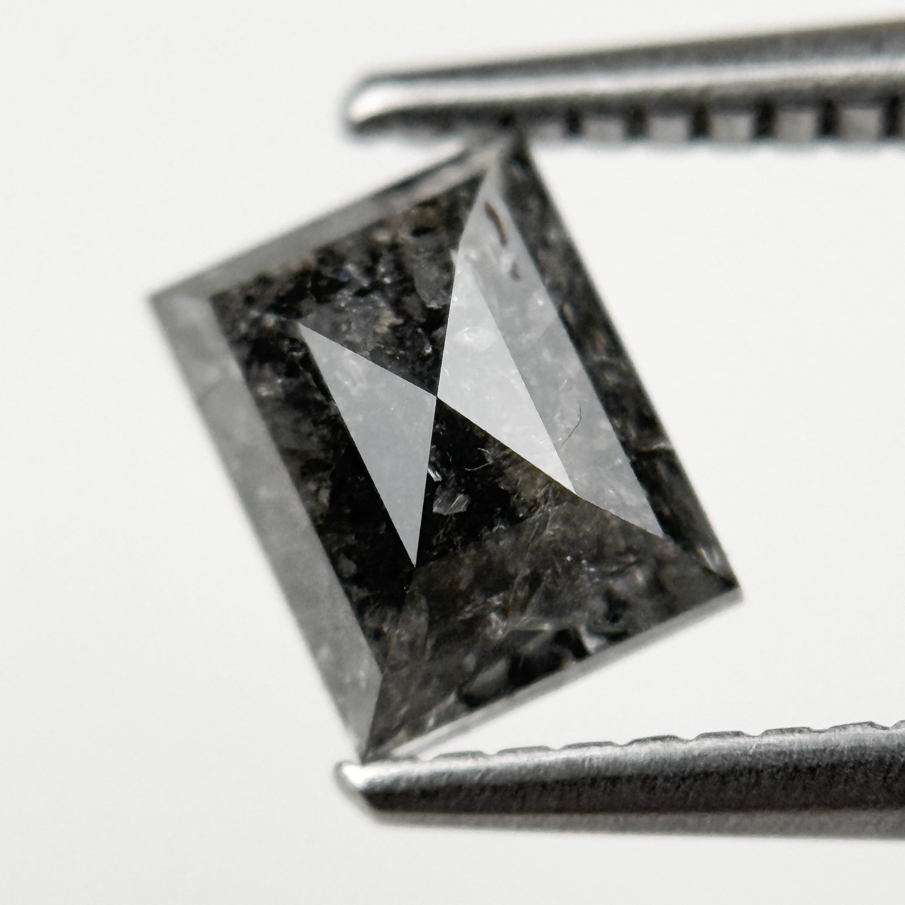 1.28 Ct Square Rose Cut Grey Natural Salt and Pepper Diamond