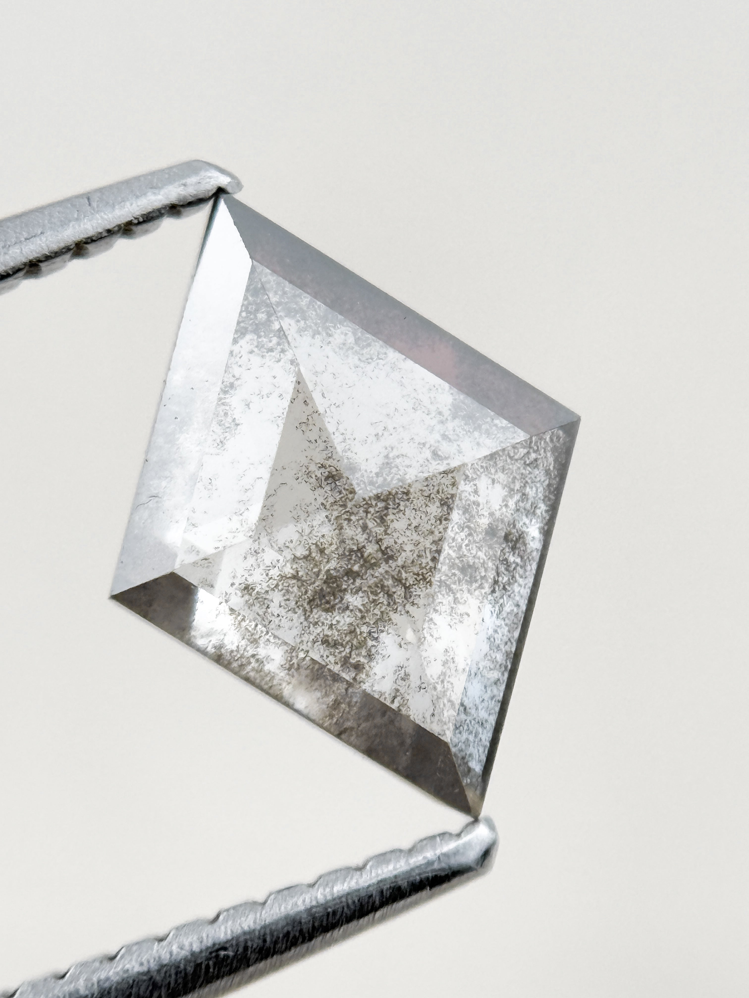 1.26 Ct Kite Rose Cut Grey Natural Salt and Pepper Diamond