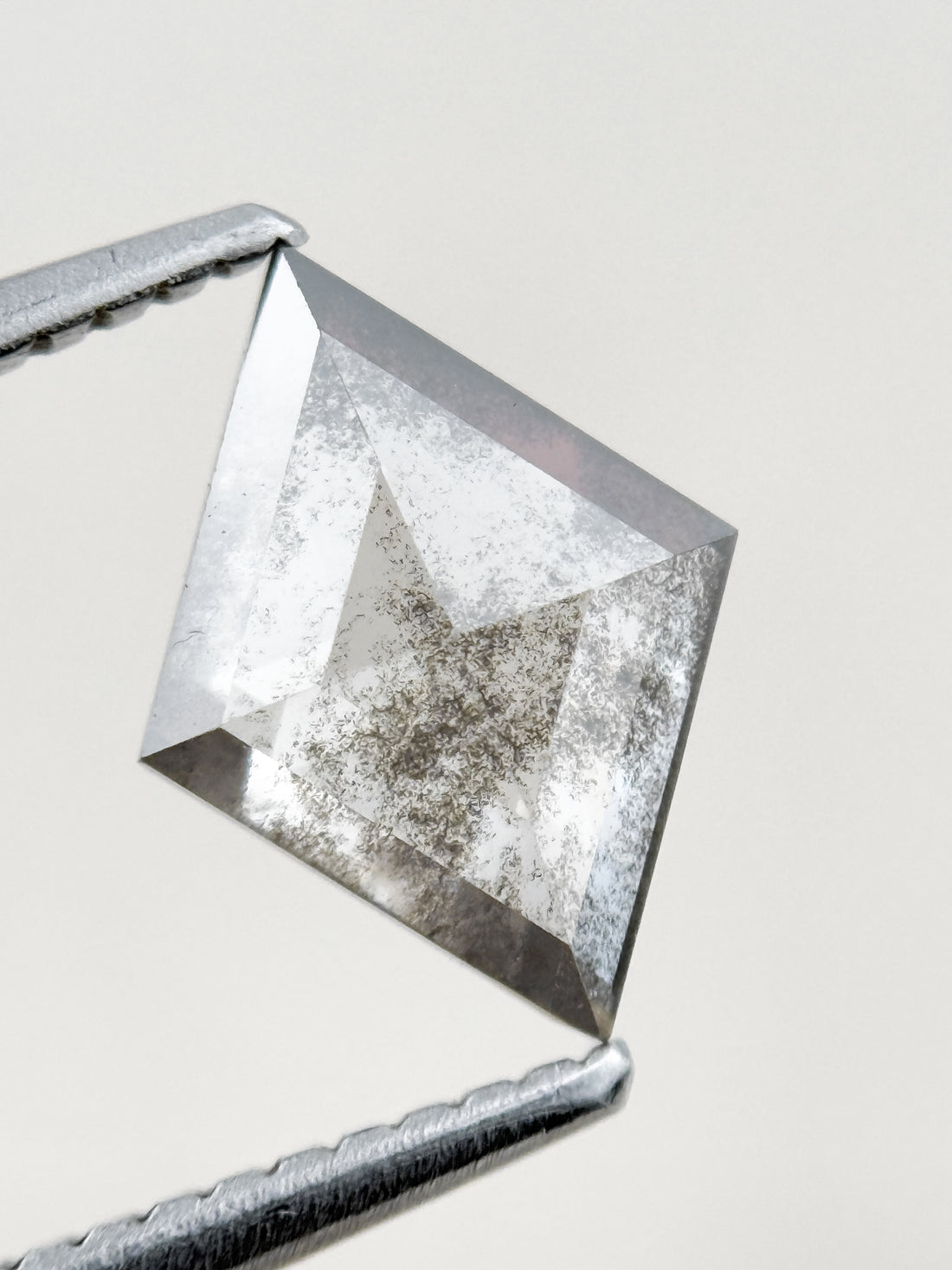 1.26 Ct Kite Rose Cut Grey Natural Salt and Pepper Diamond