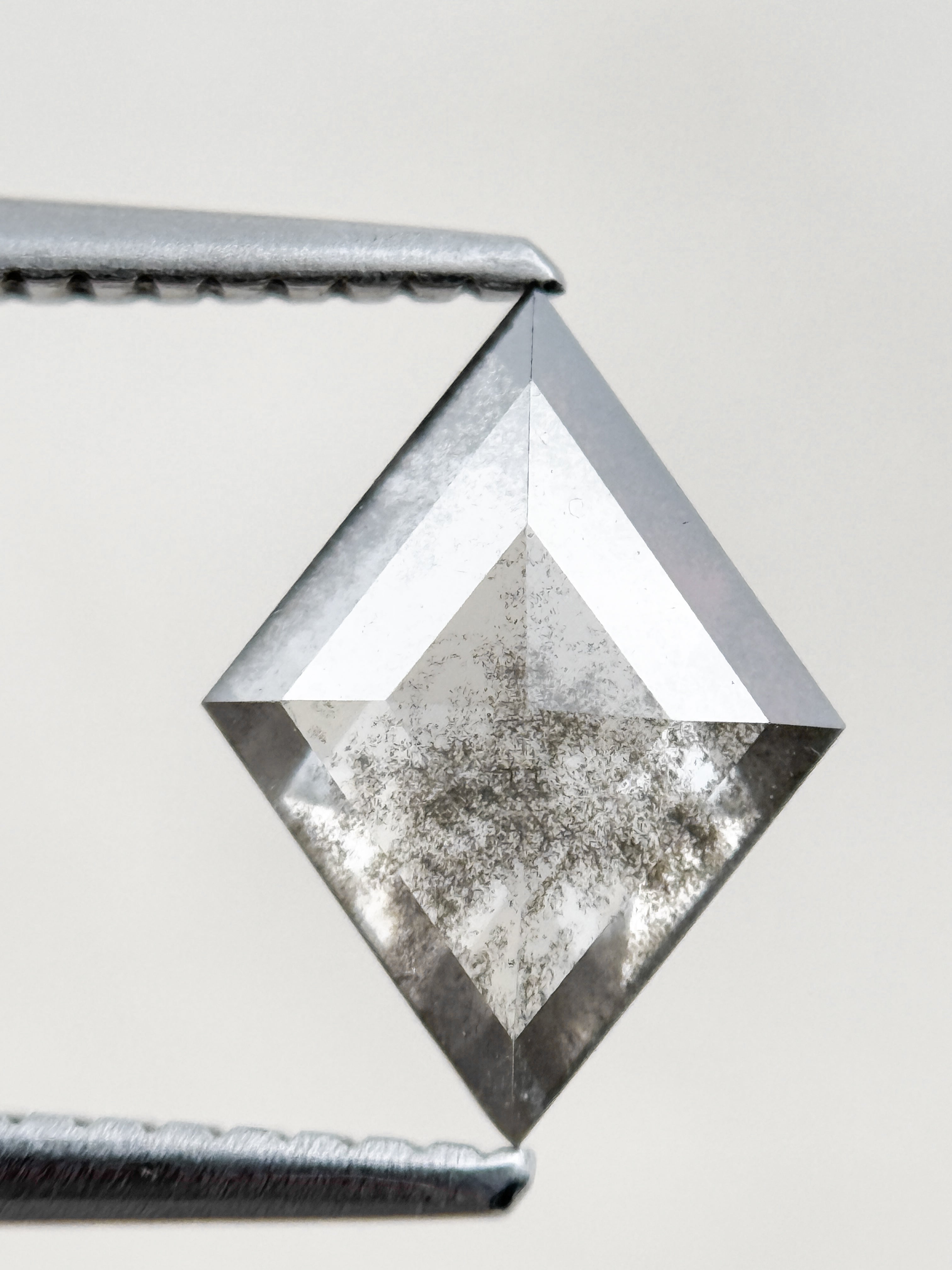 1.26 Ct Kite Rose Cut Grey Natural Salt and Pepper Diamond