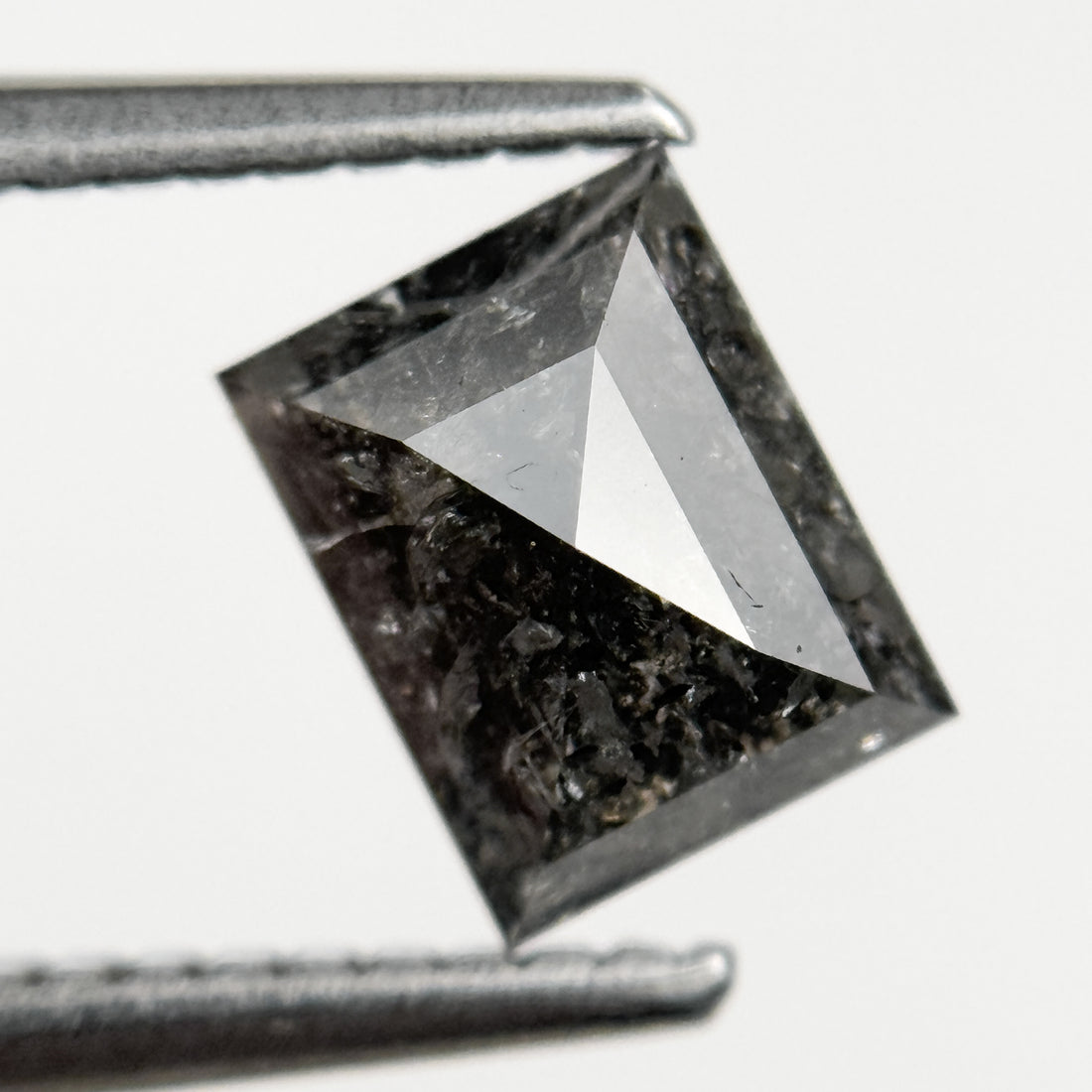 1.28 Ct Square Rose Cut Grey Natural Salt and Pepper Diamond